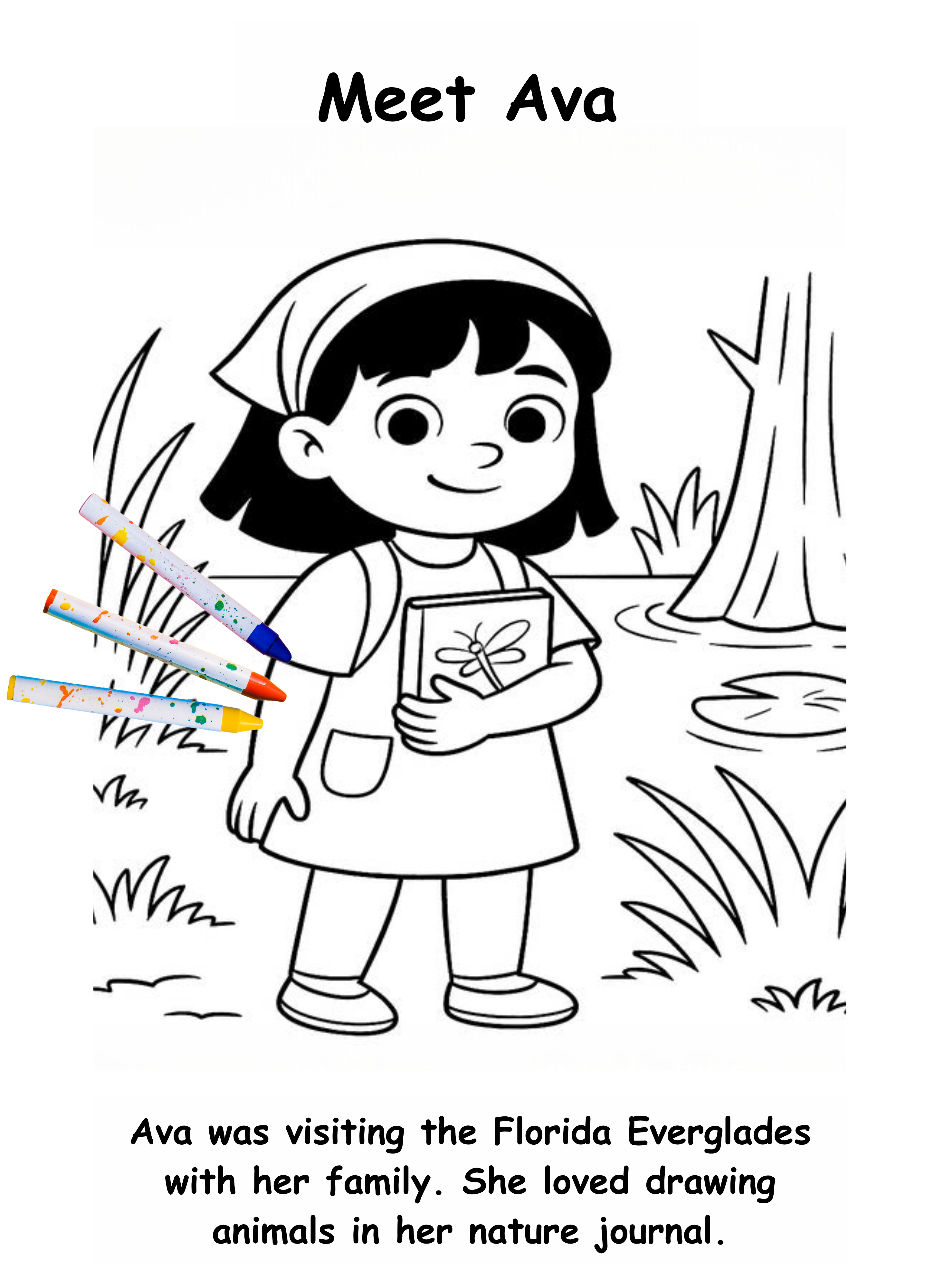 Ava and the Alligator – Kids Coloring Story Book (Printable PDF)