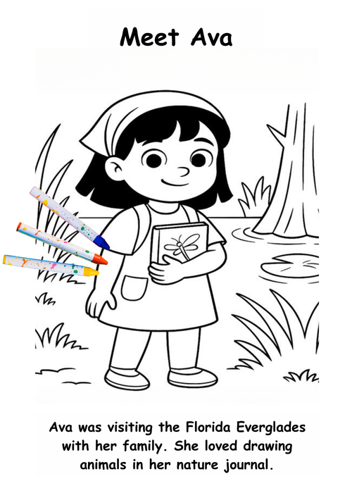 Ava and the Alligator – Kids Coloring Story Book (Printable PDF)