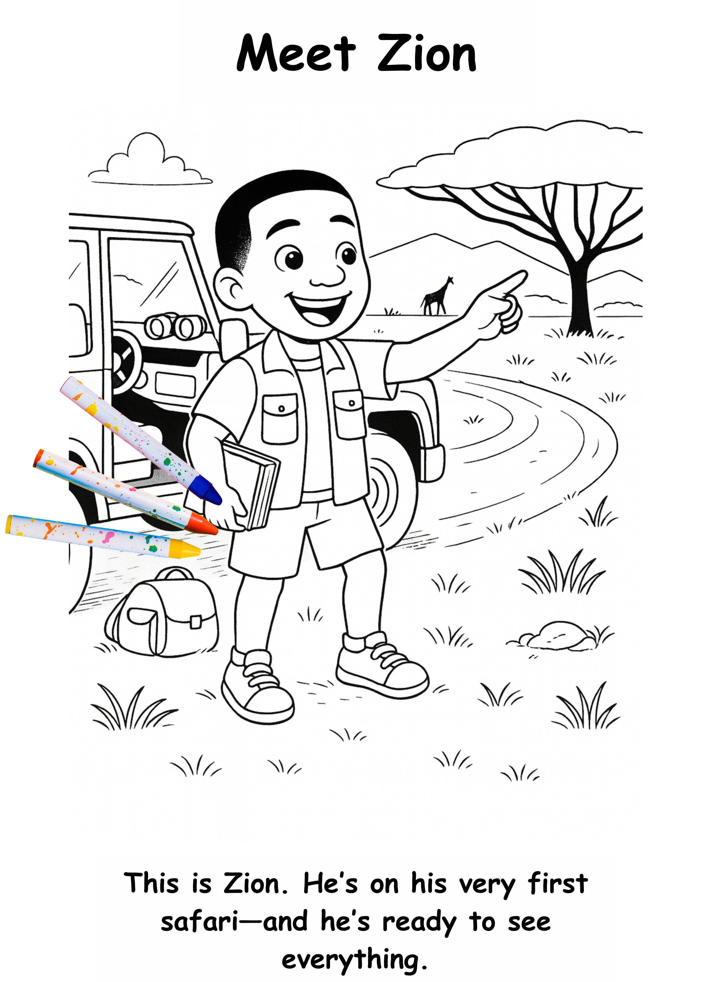 Zion and the Zebra – Kids Coloring Story Book (Printable PDF)