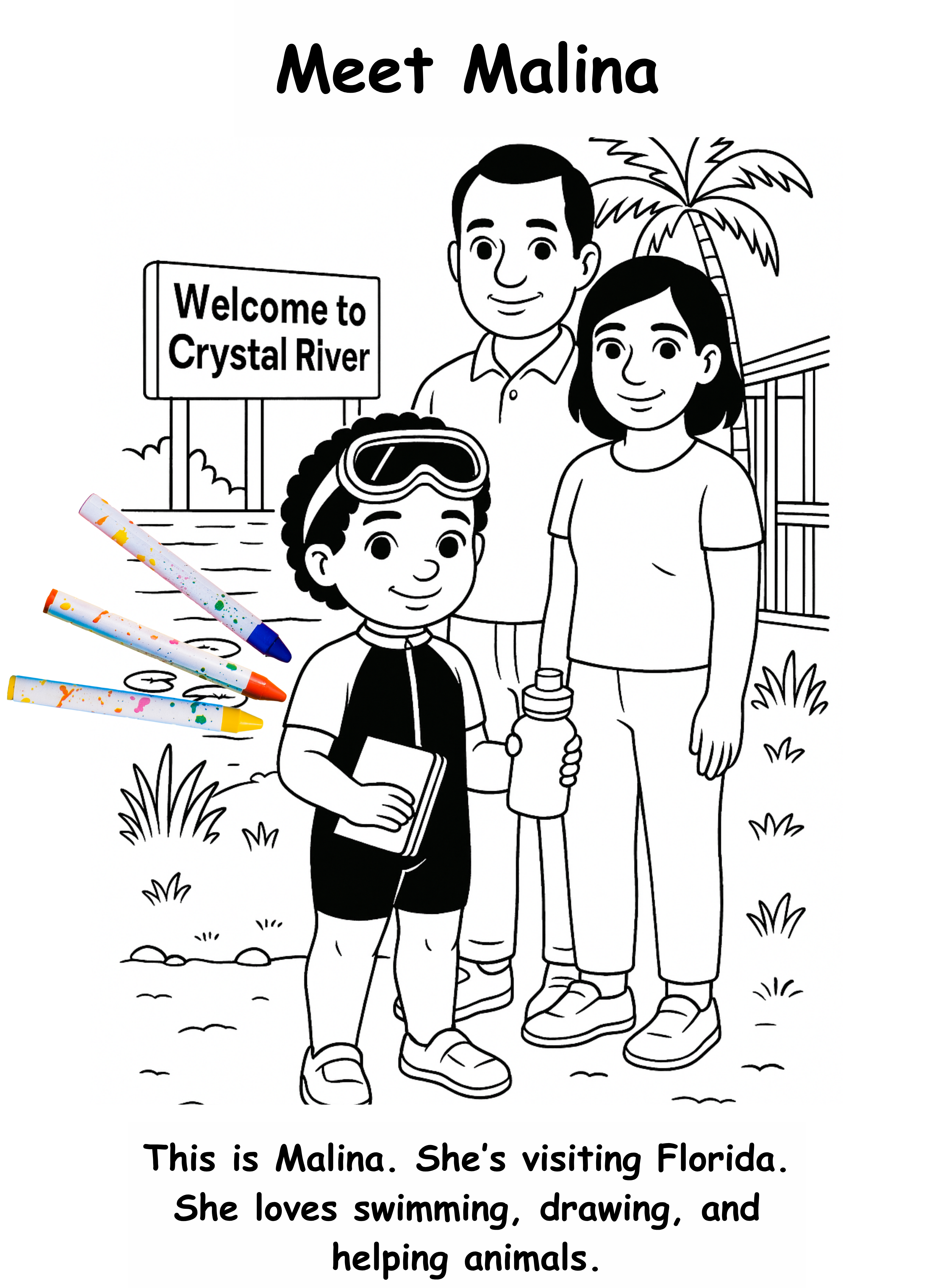 Malina and the Manatee – Kids Coloring Story Book (Printable PDF)