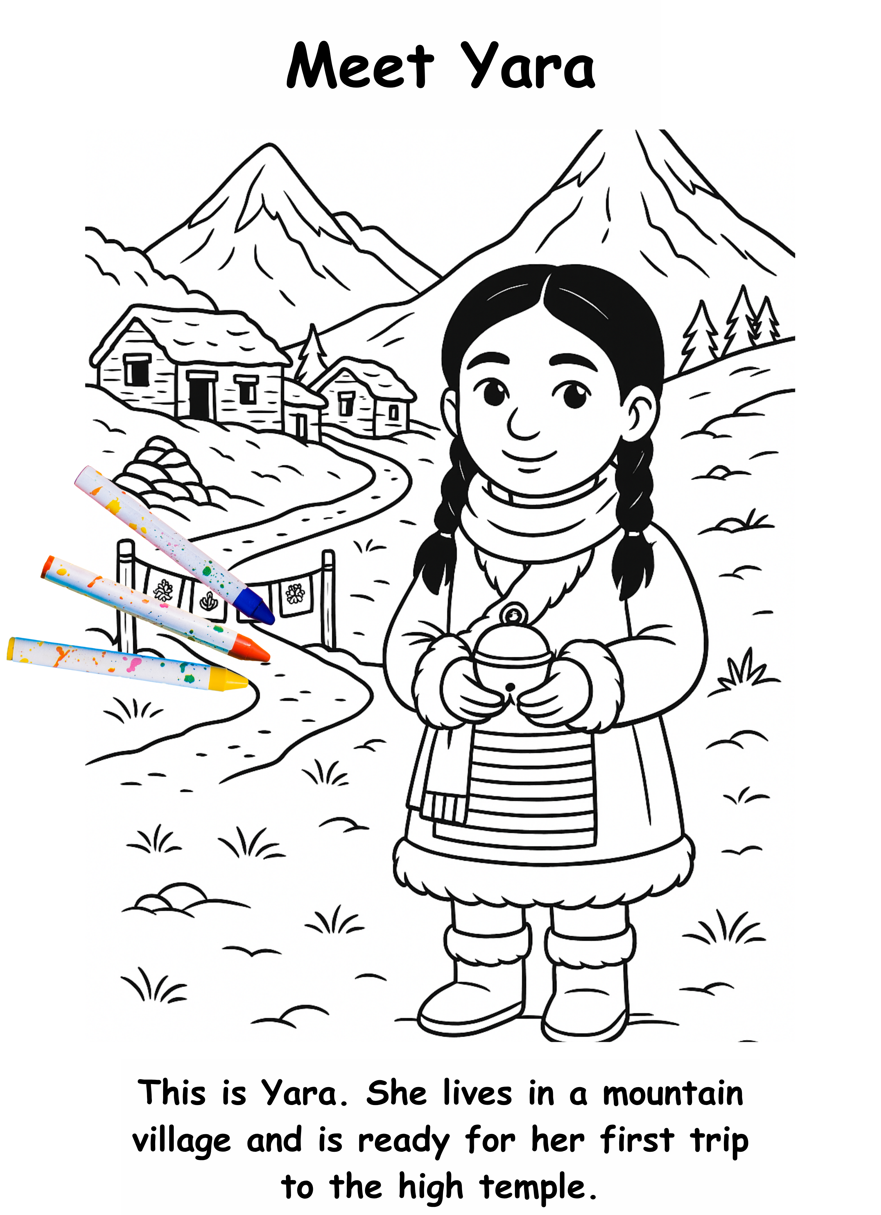 Yara and the Yak – Kids Coloring Story Book (Printable PDF)
