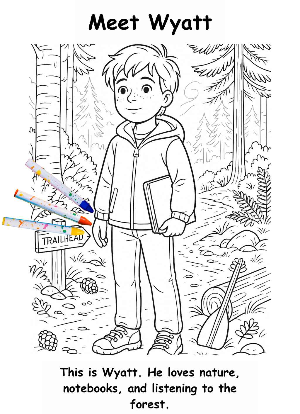 Wyatt and the Wolf – Kids Coloring Story Book (Printable PDF)