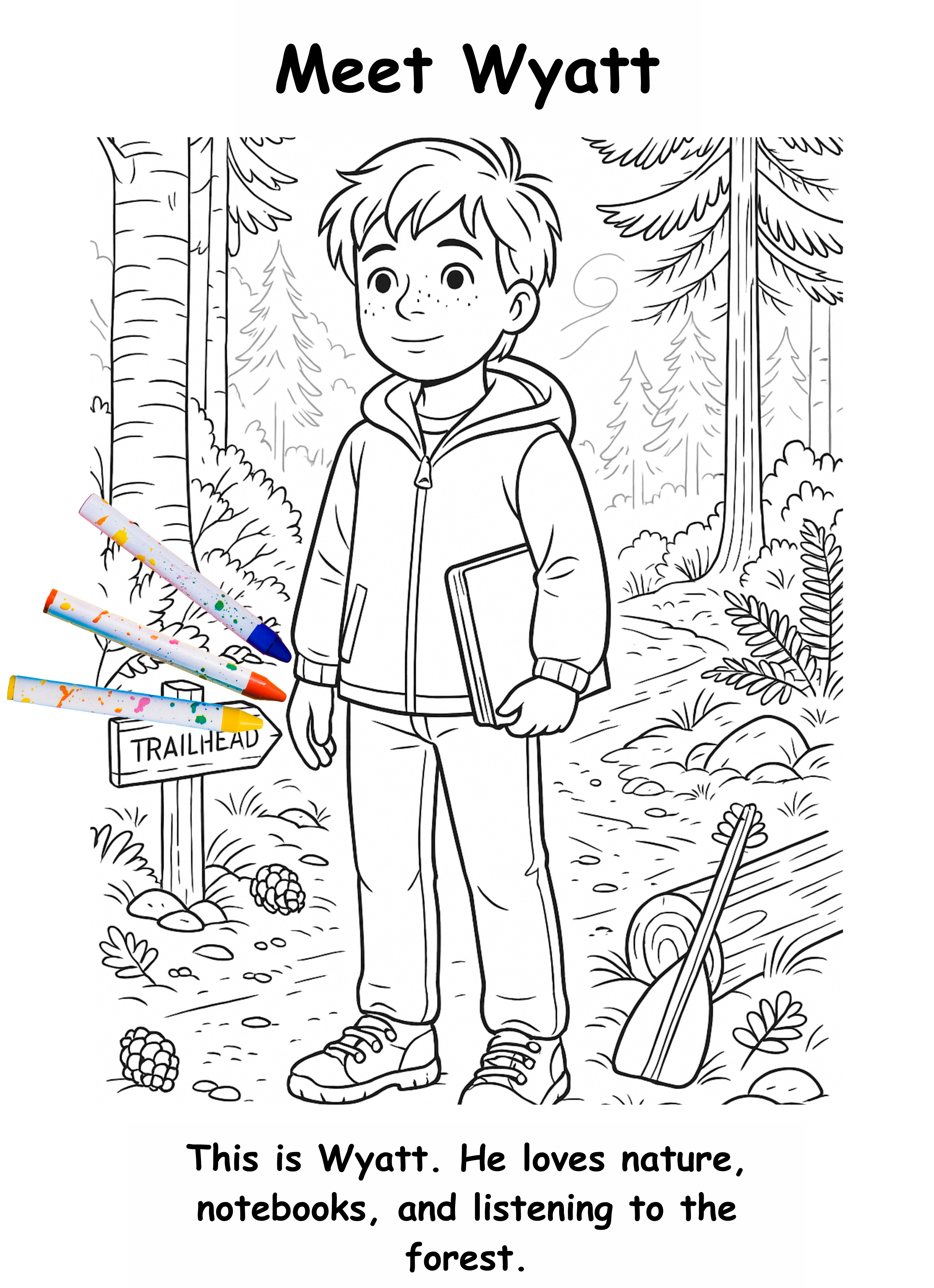 Wyatt and the Wolf – Kids Coloring Story Book (Printable PDF)