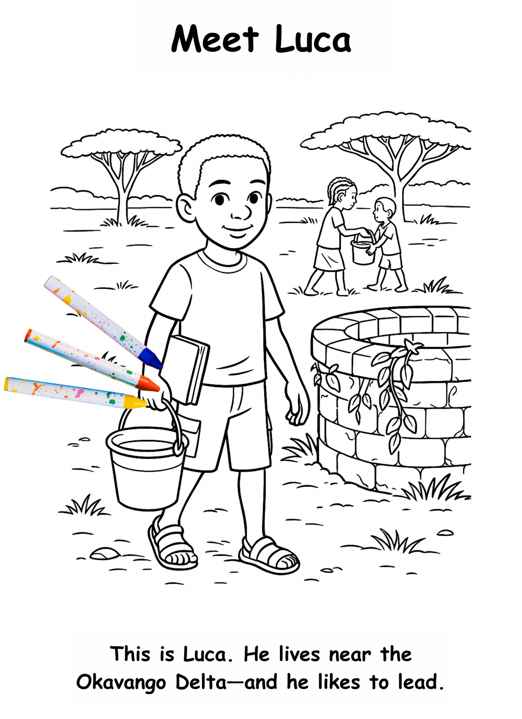 Luca and the Lion – Kids Coloring Story Book (Printable PDF)