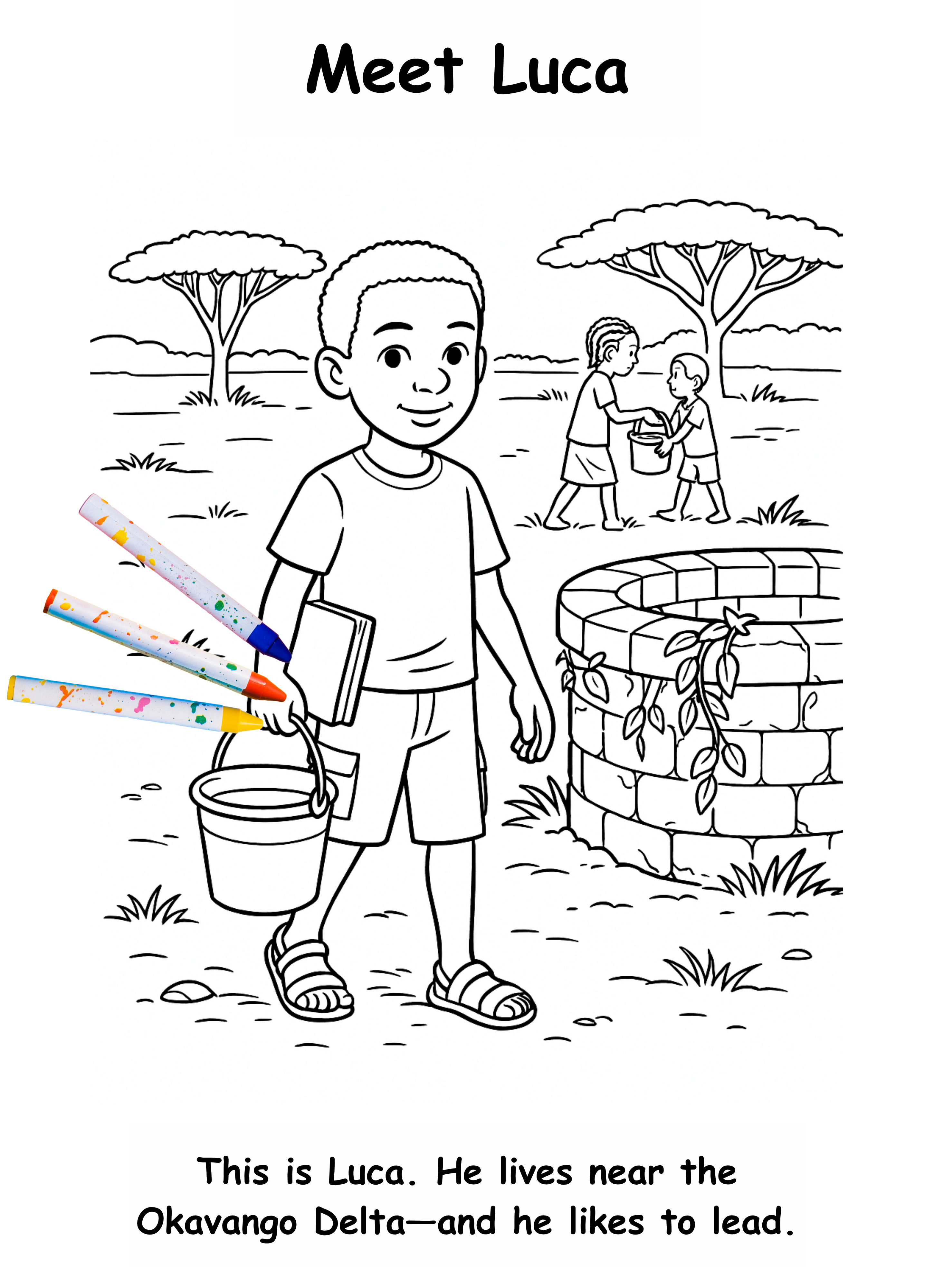 Luca and the Lion – Kids Coloring Story Book (Printable PDF)