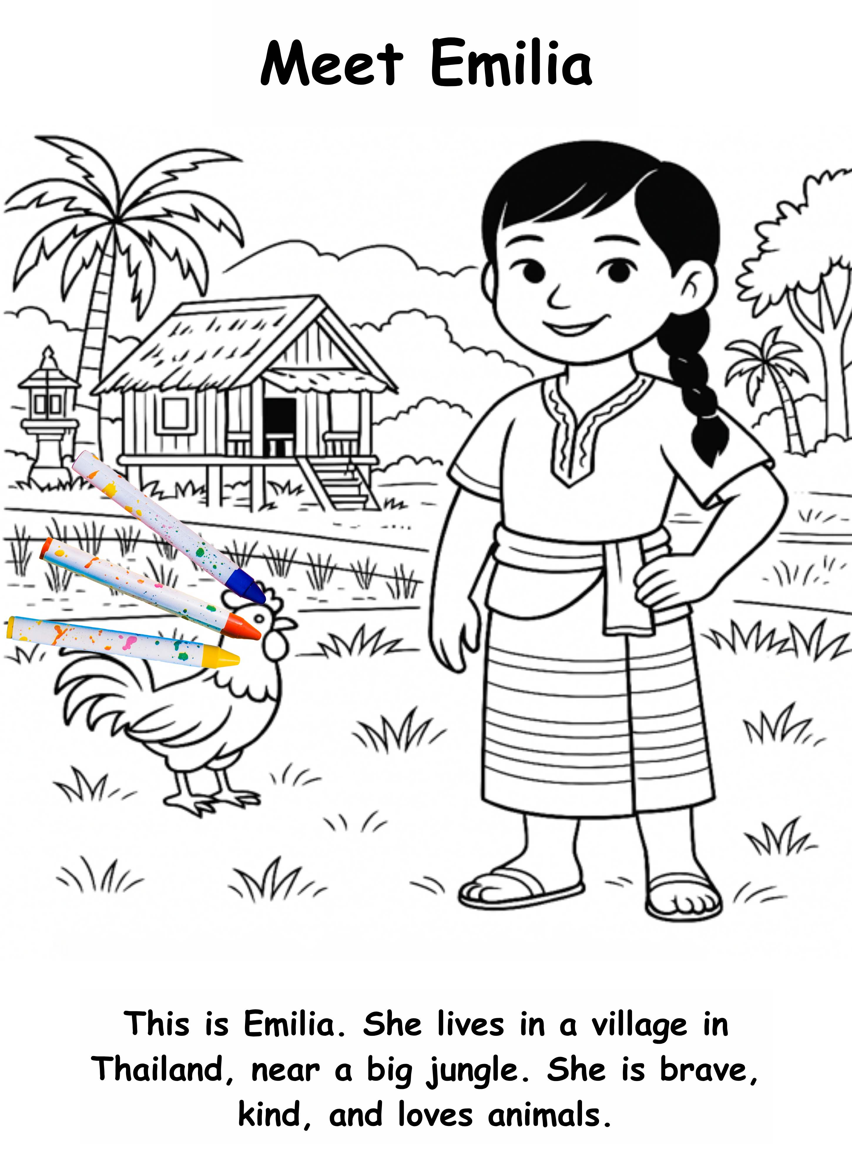 Emilia and the Elephant – Kids Coloring Story Book (Printable PDF)