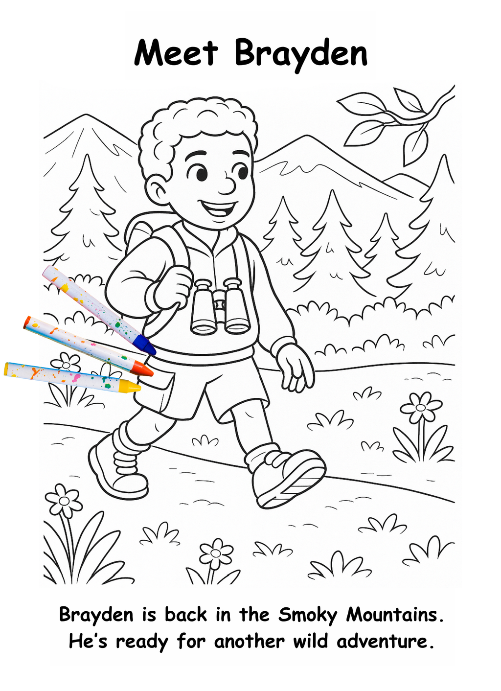 Brayden and the Bear – Kids Coloring Story Book (Printable PDF)