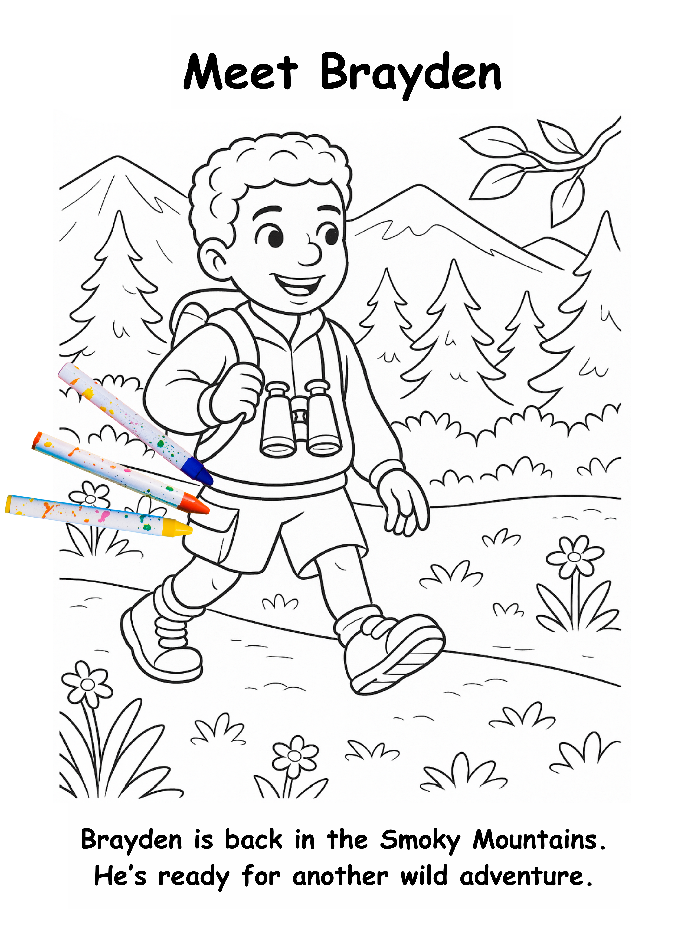Brayden and the Bear – Kids Coloring Story Book (Printable PDF)