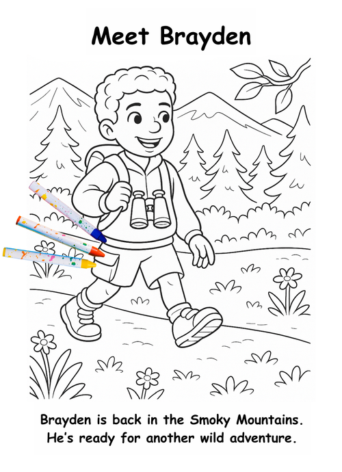 Brayden and the Bear – Kids Coloring Story Book (Printable PDF)