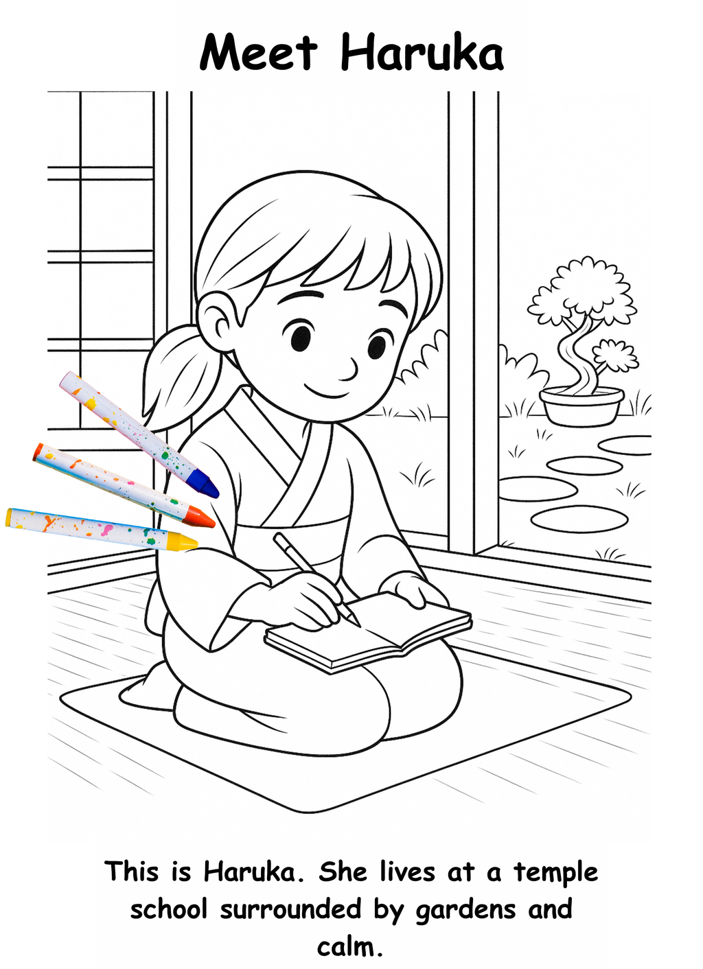 Haruka and the Hedgehog – Kids Coloring Story Book (Printable PDF)