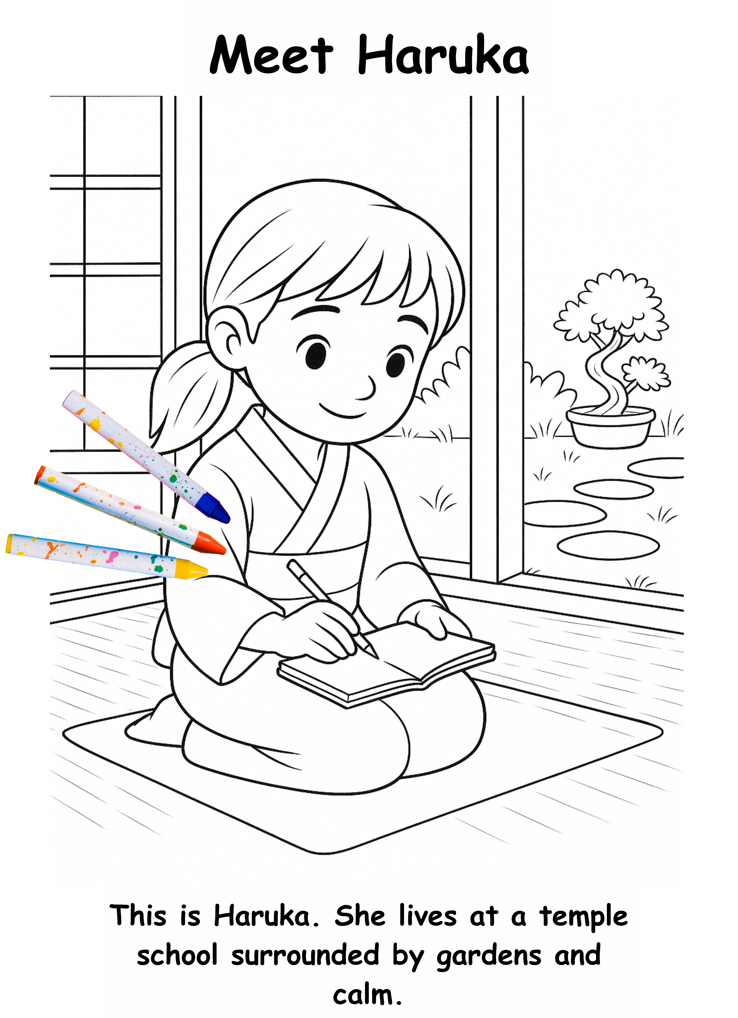 Haruka and the Hedgehog – Kids Coloring Story Book (Printable PDF)