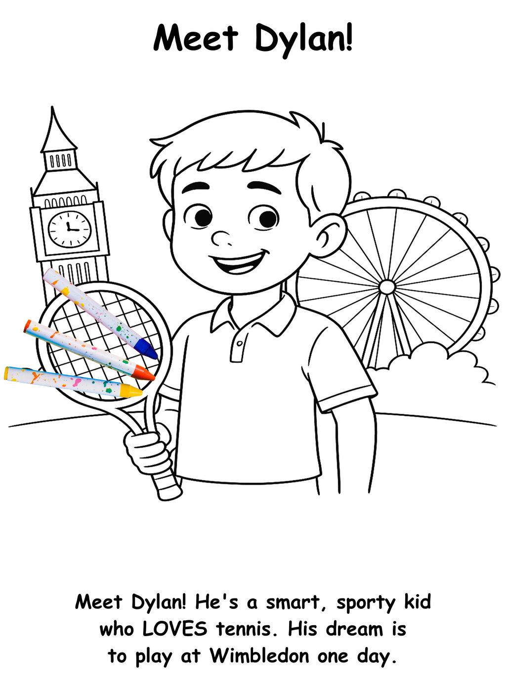 Dylan and the Dinosaur  – Kids Coloring Story Book (Printable PDF)
