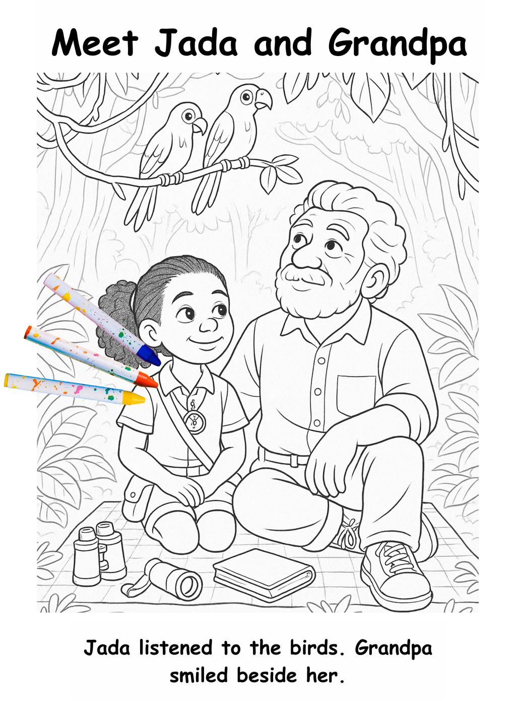 Jada and the Jaguar – Kids Coloring Story Book (Printable PDF)