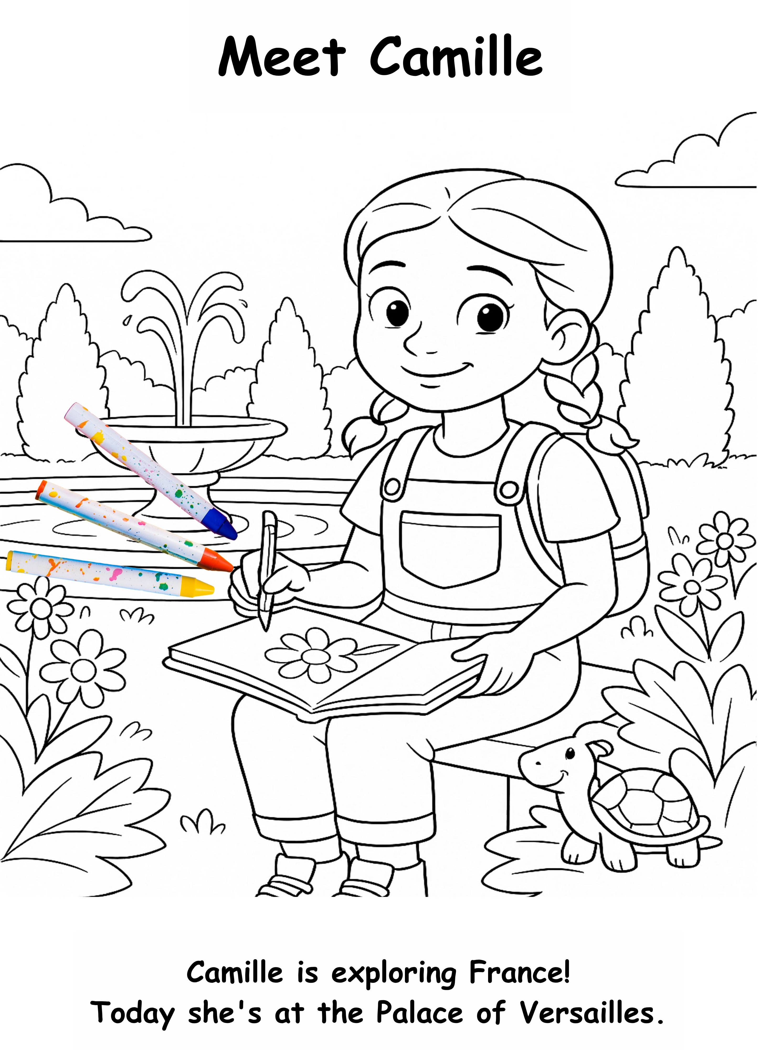 Camille and the Cat  – Kids Coloring Story Book (Printable PDF)