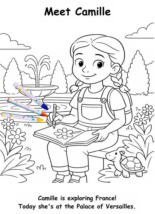 Camille and the Cat  – Kids Coloring Story Book (Printable PDF)