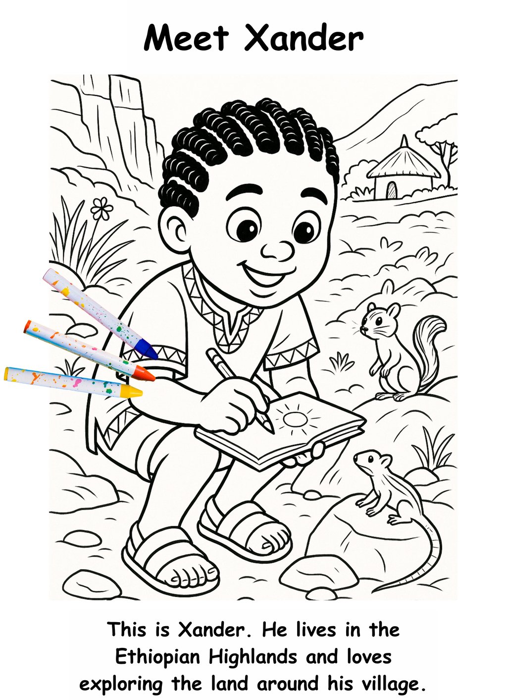 Xander and the Xerus – Kids Coloring Story Book (Printable PDF)