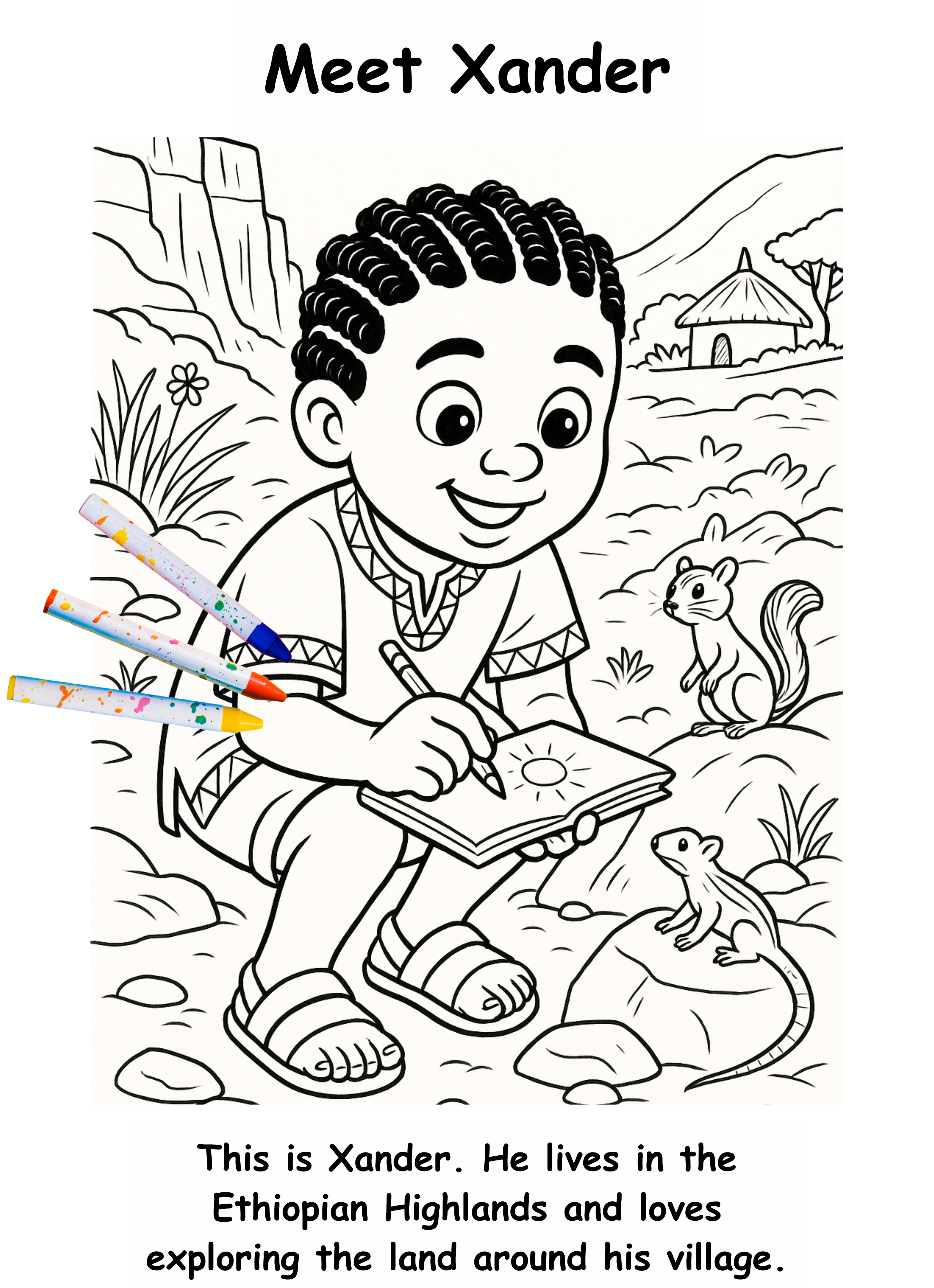 Xander and the Xerus – Kids Coloring Story Book (Printable PDF)