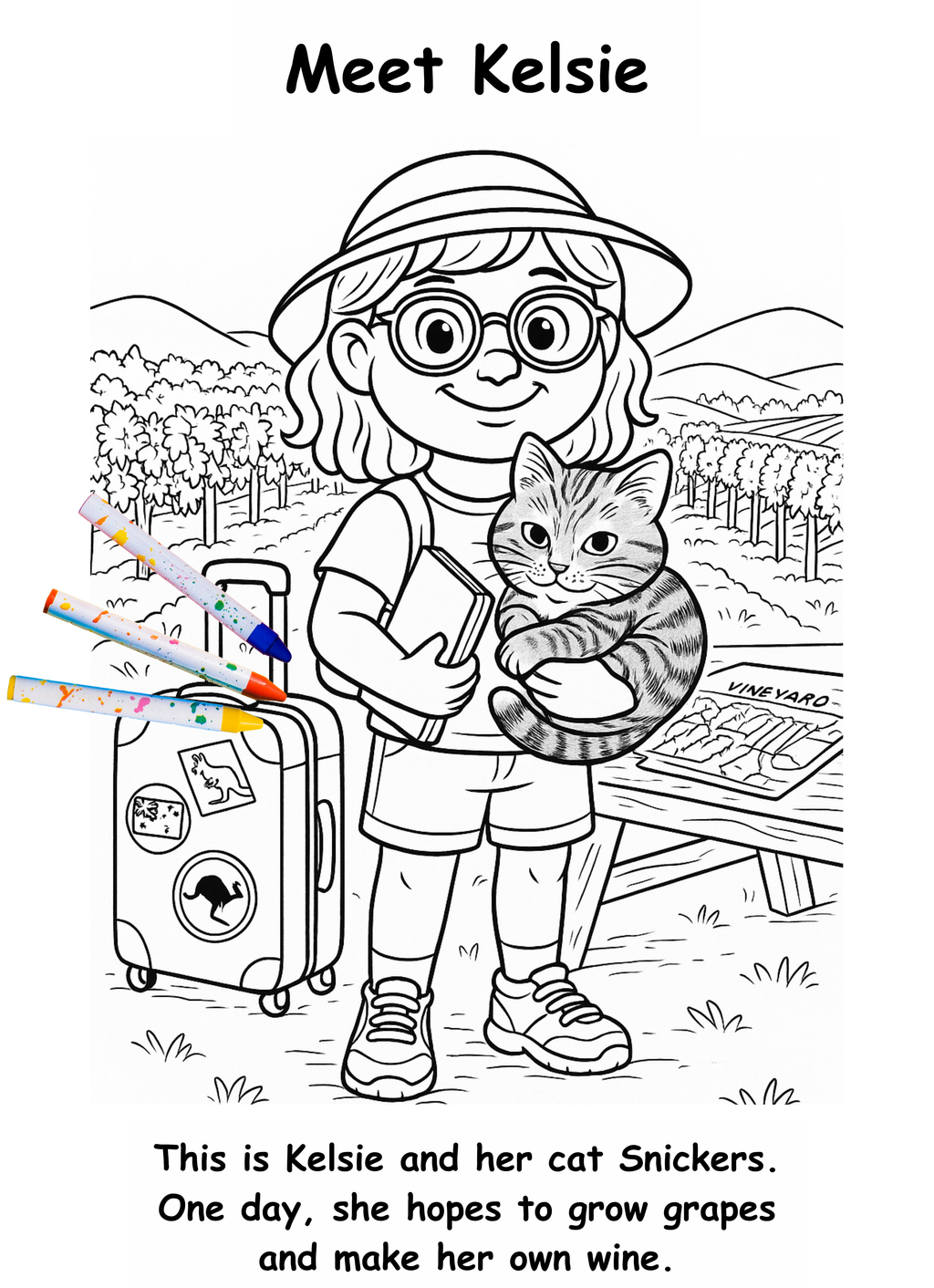 Kelsie and the Kangaroo – Kids Coloring Story Book (Printable PDF)