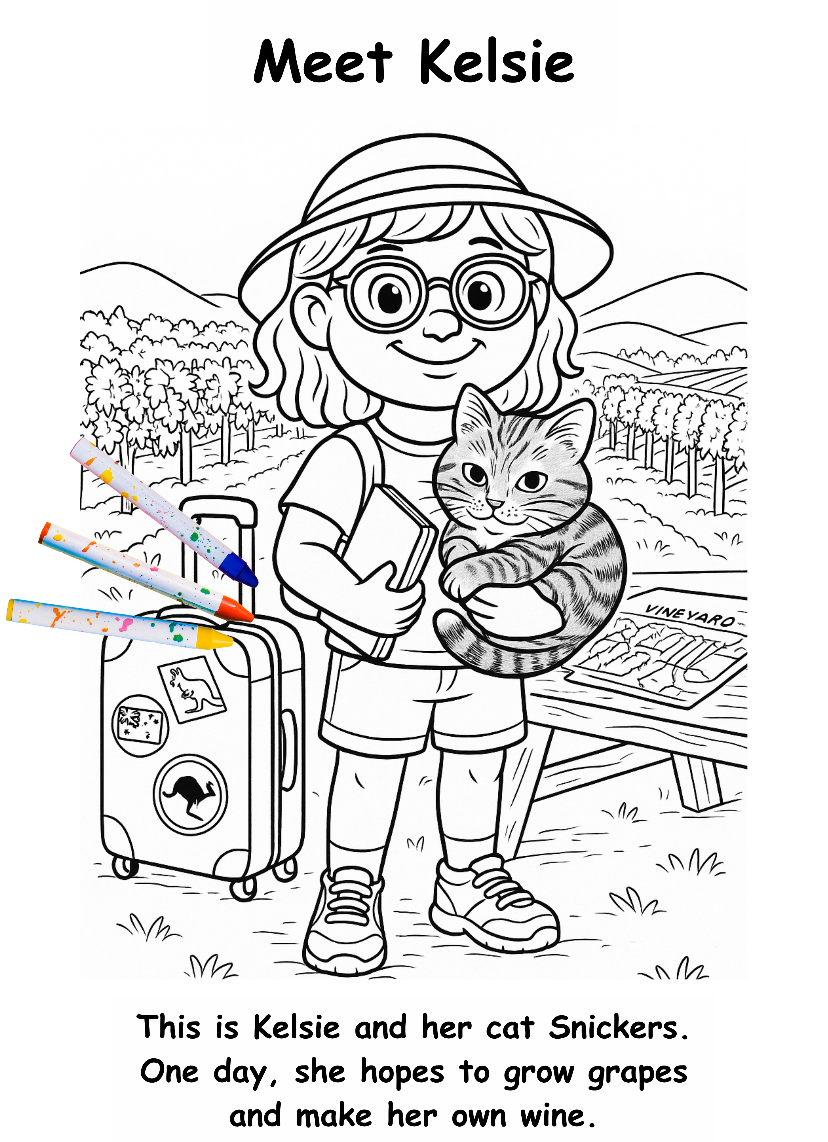 Kelsie and the Kangaroo – Kids Coloring Story Book (Printable PDF)