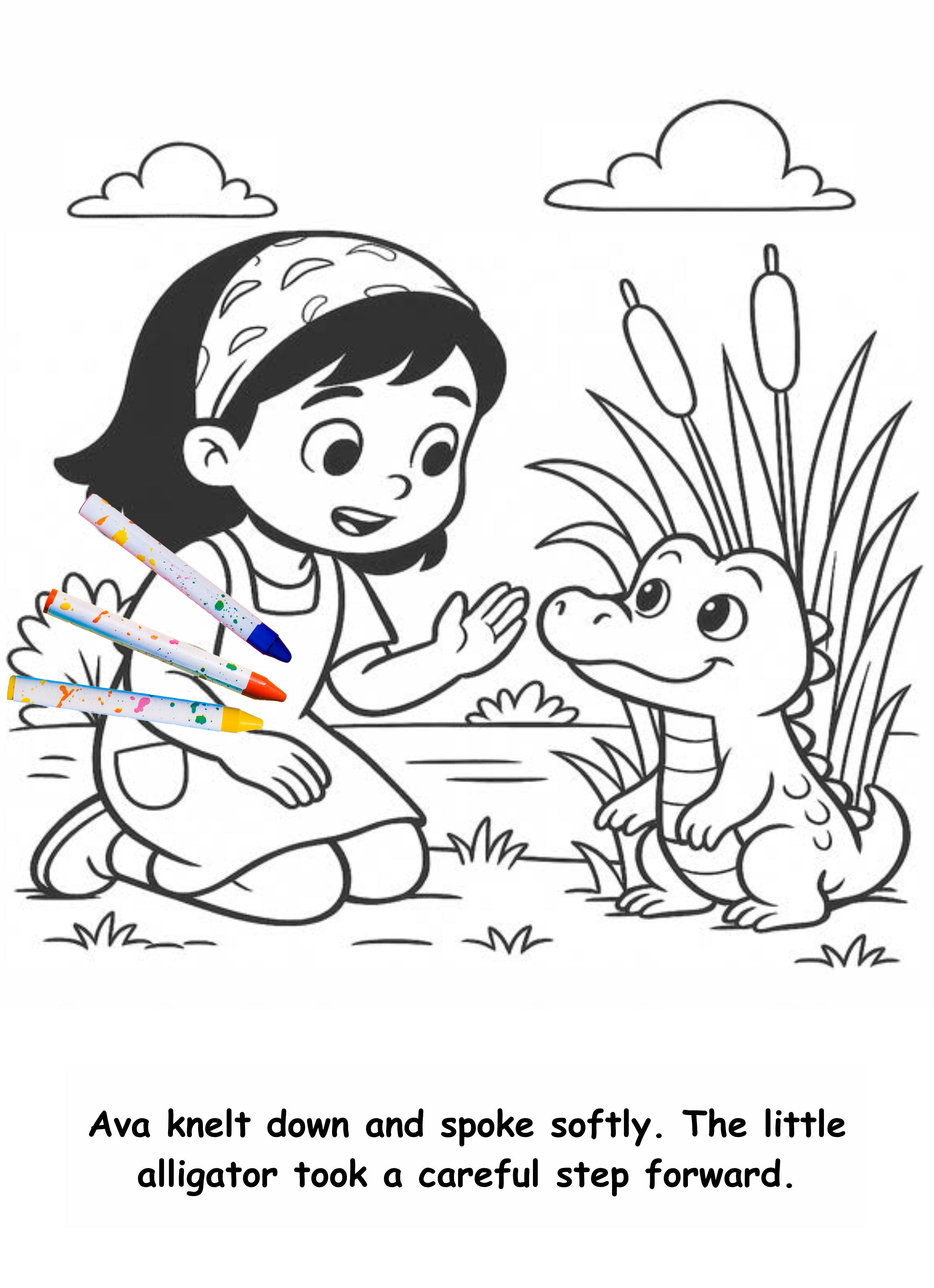 Ava and the Alligator – Kids Coloring Story Book (Printable PDF)