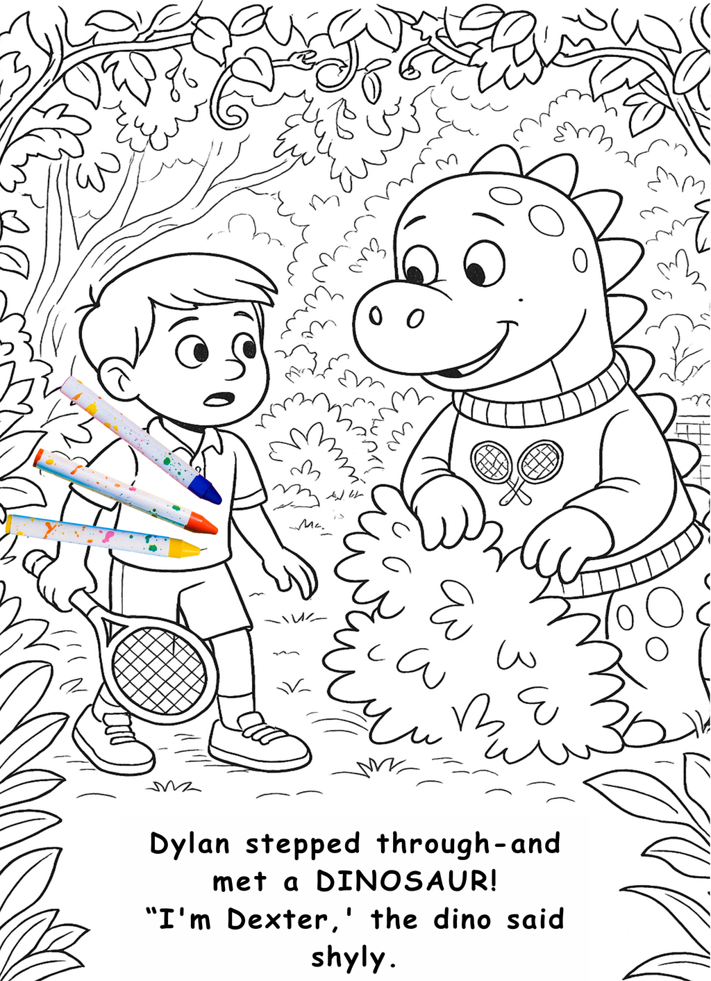 Dylan and the Dinosaur  – Kids Coloring Story Book (Printable PDF)