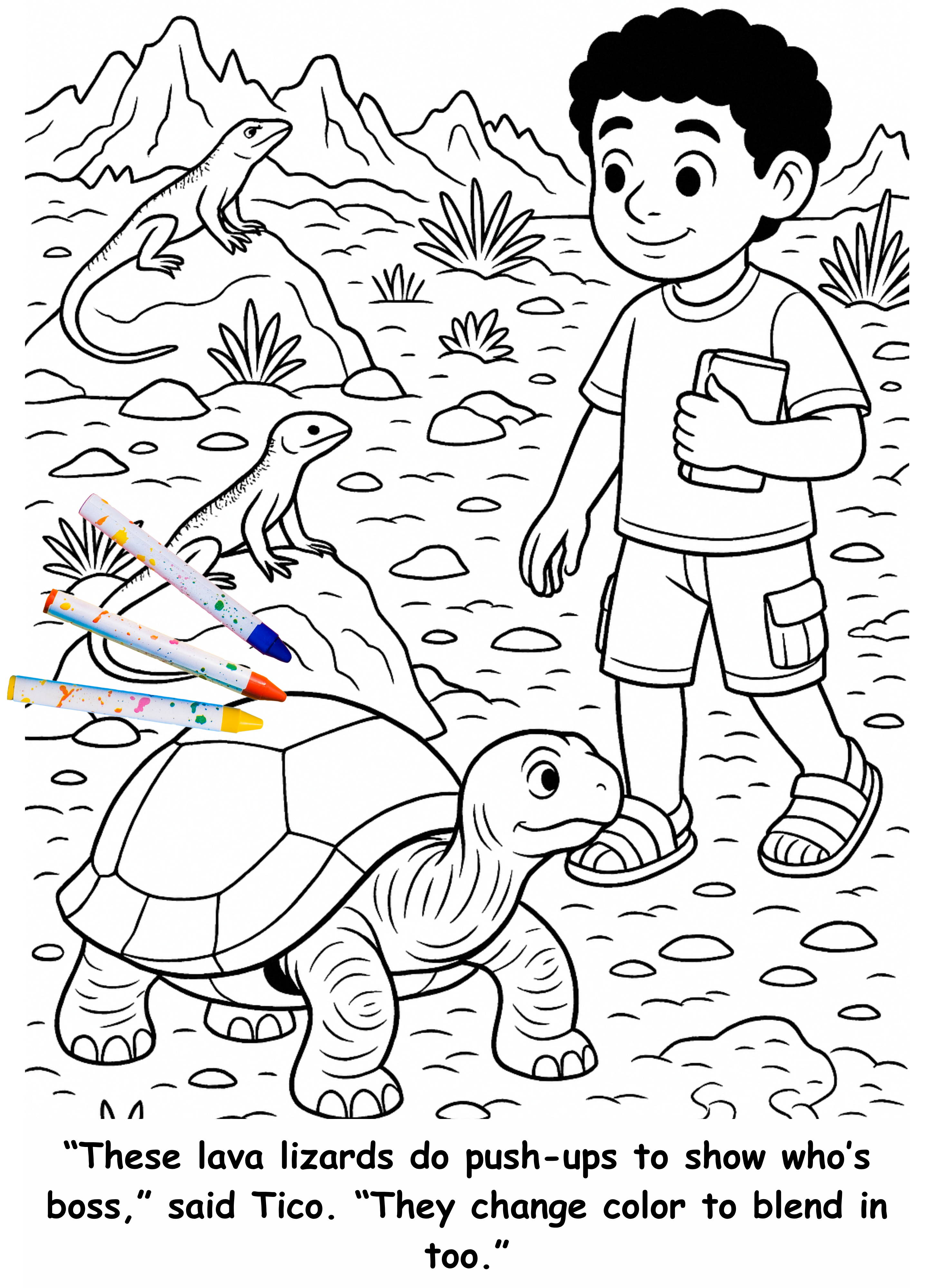 Tiago and the Tortoise – Kids Coloring Story Book (Printable PDF)