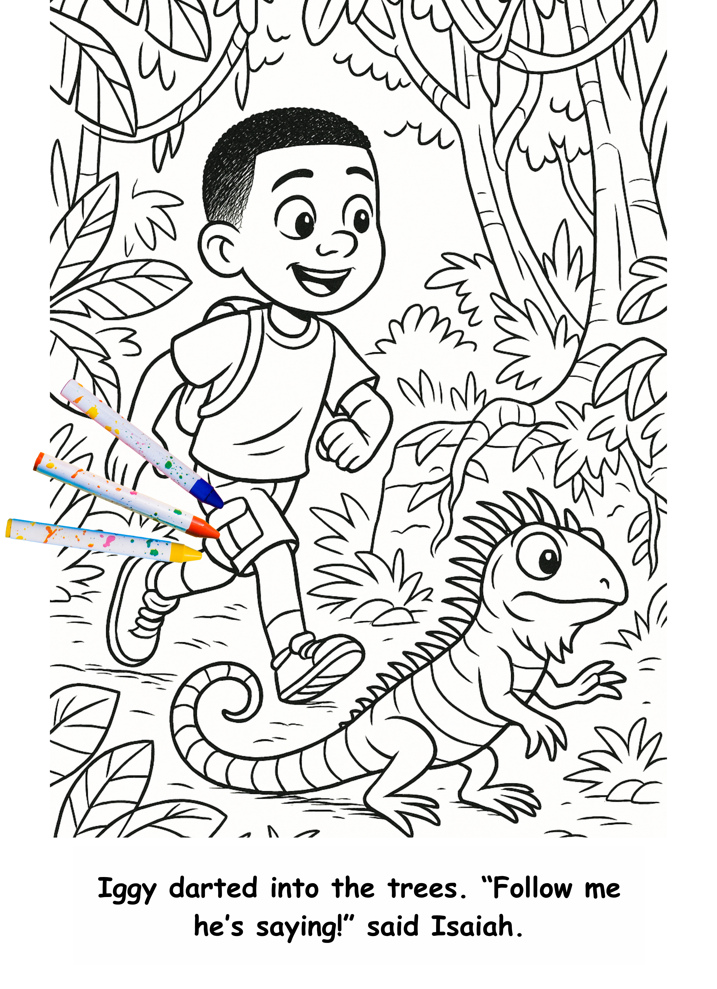 Isaiah and the Iguana – Kids Coloring Story Book (Printable PDF)