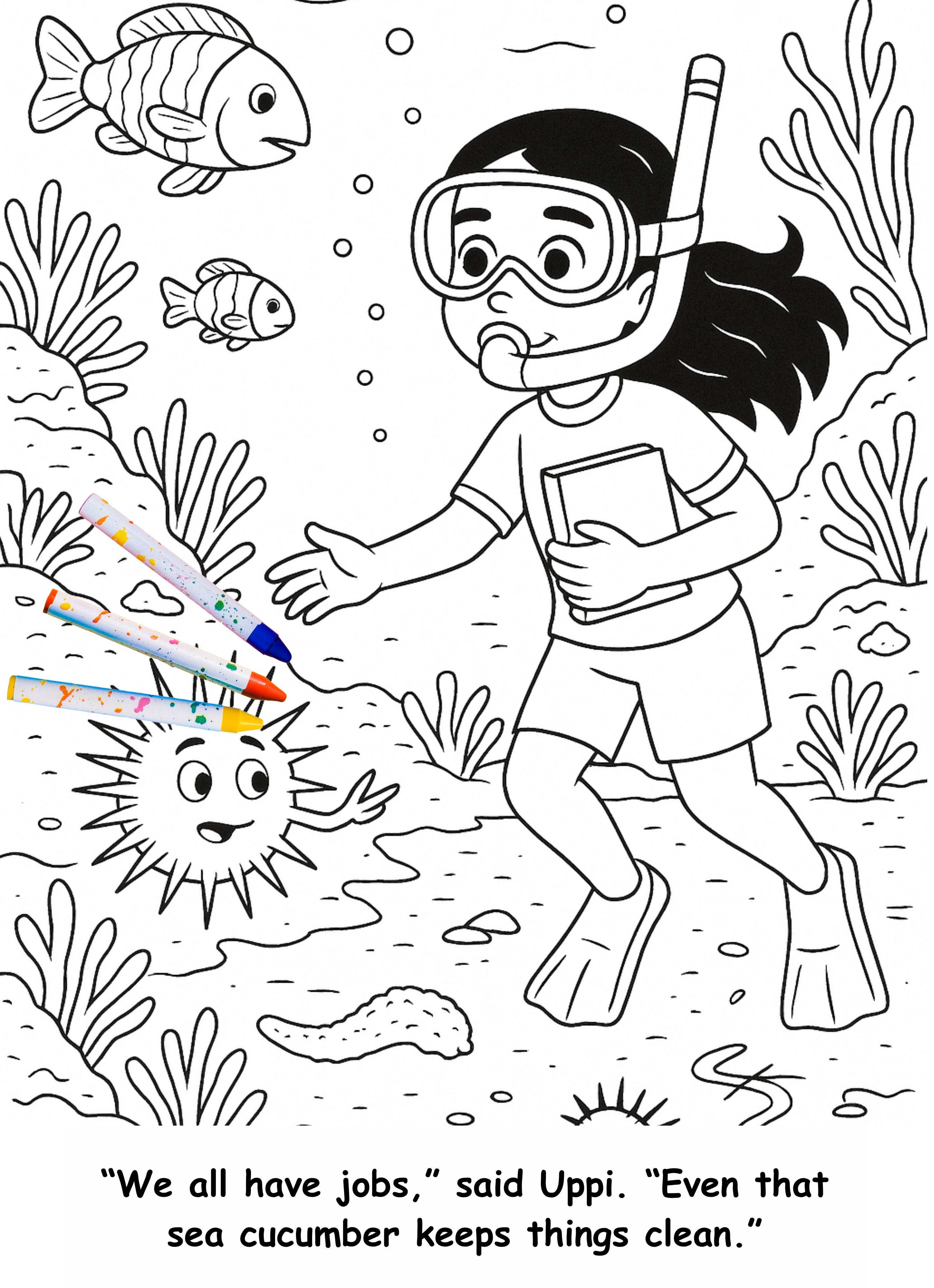 Uma and the Urchin – Kids Coloring Story Book (Printable PDF)