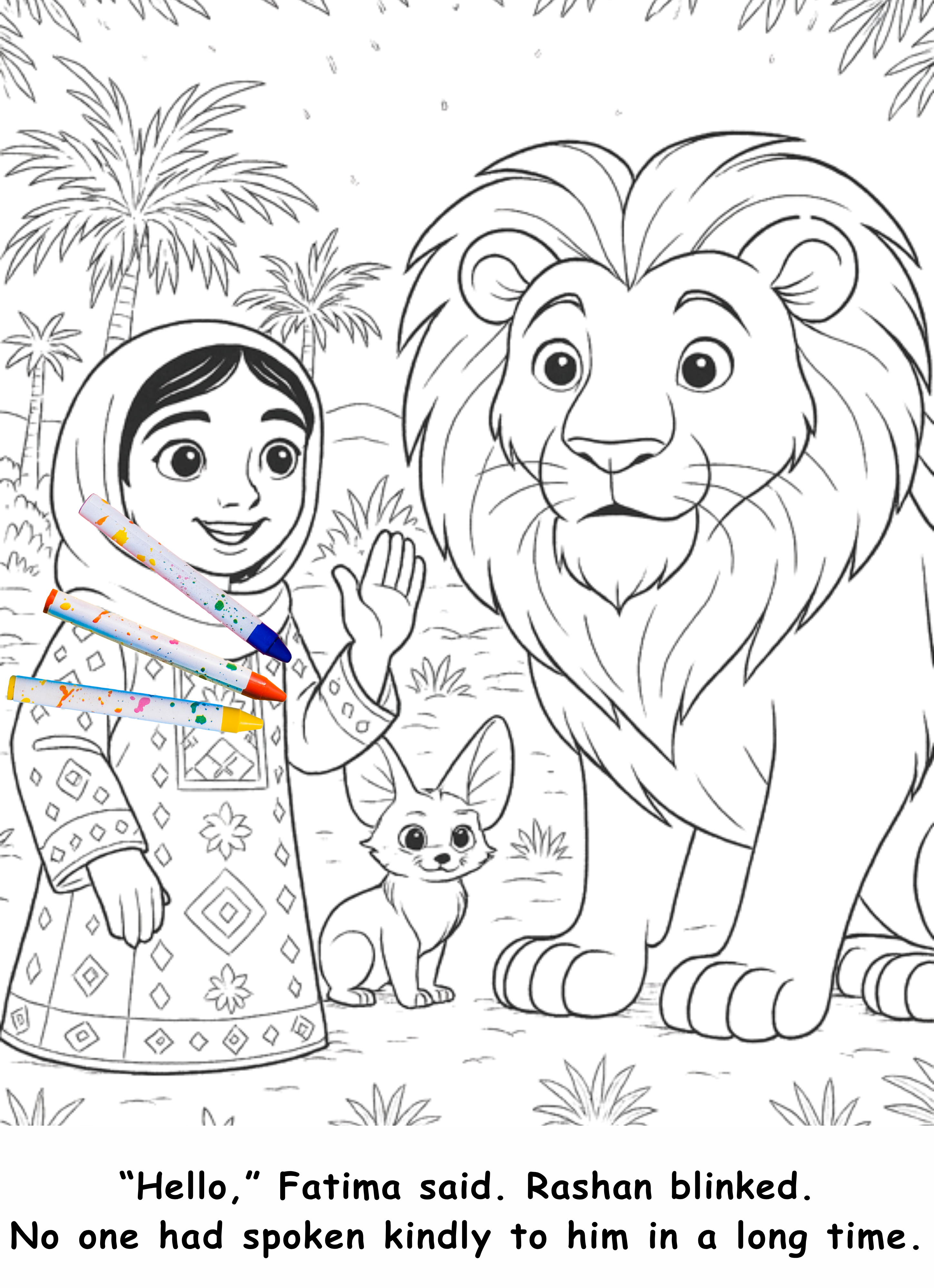 Fatima and the Fox – Kids Coloring Story Book (Printable PDF)