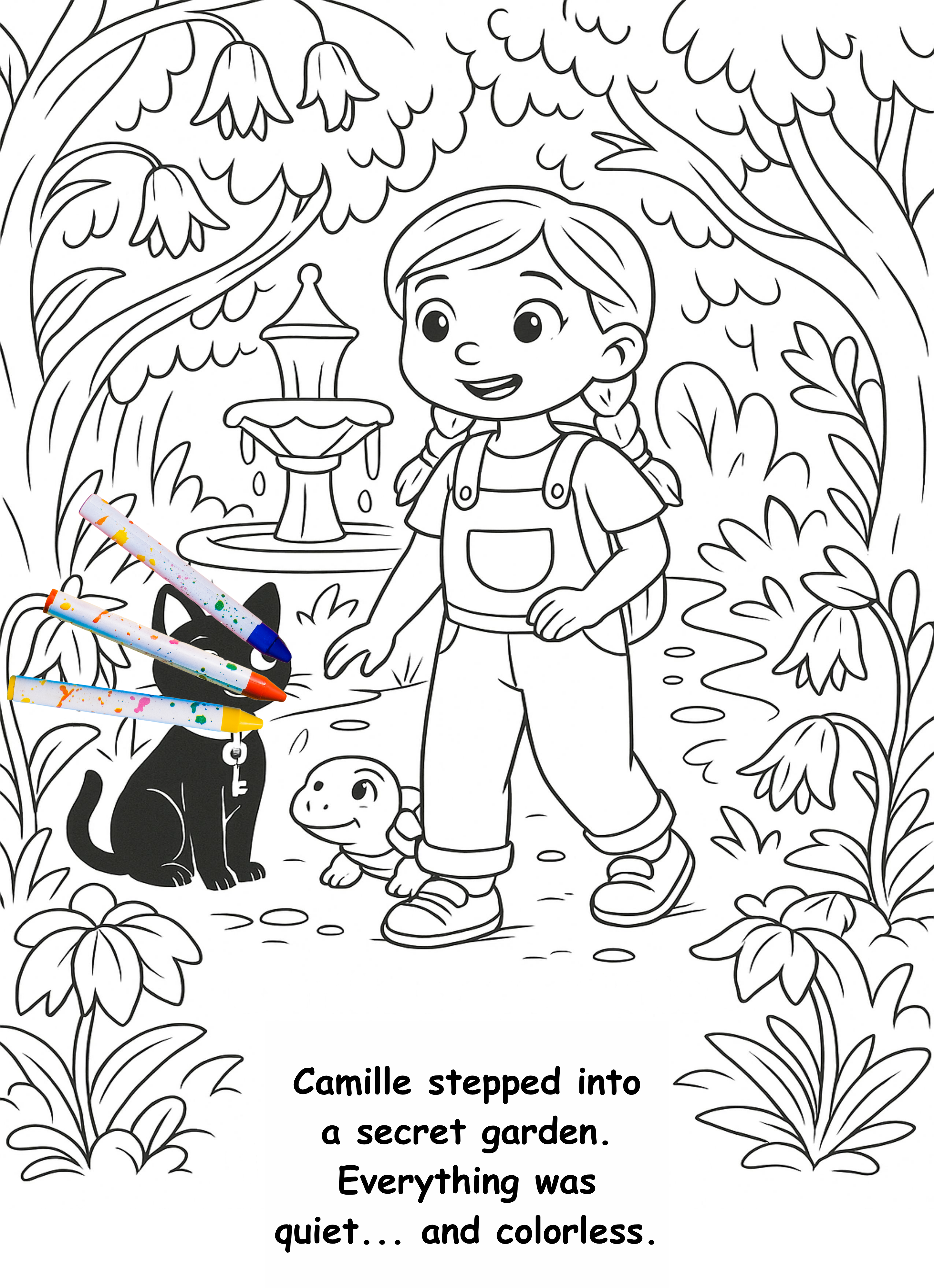 Camille and the Cat  – Kids Coloring Story Book (Printable PDF)