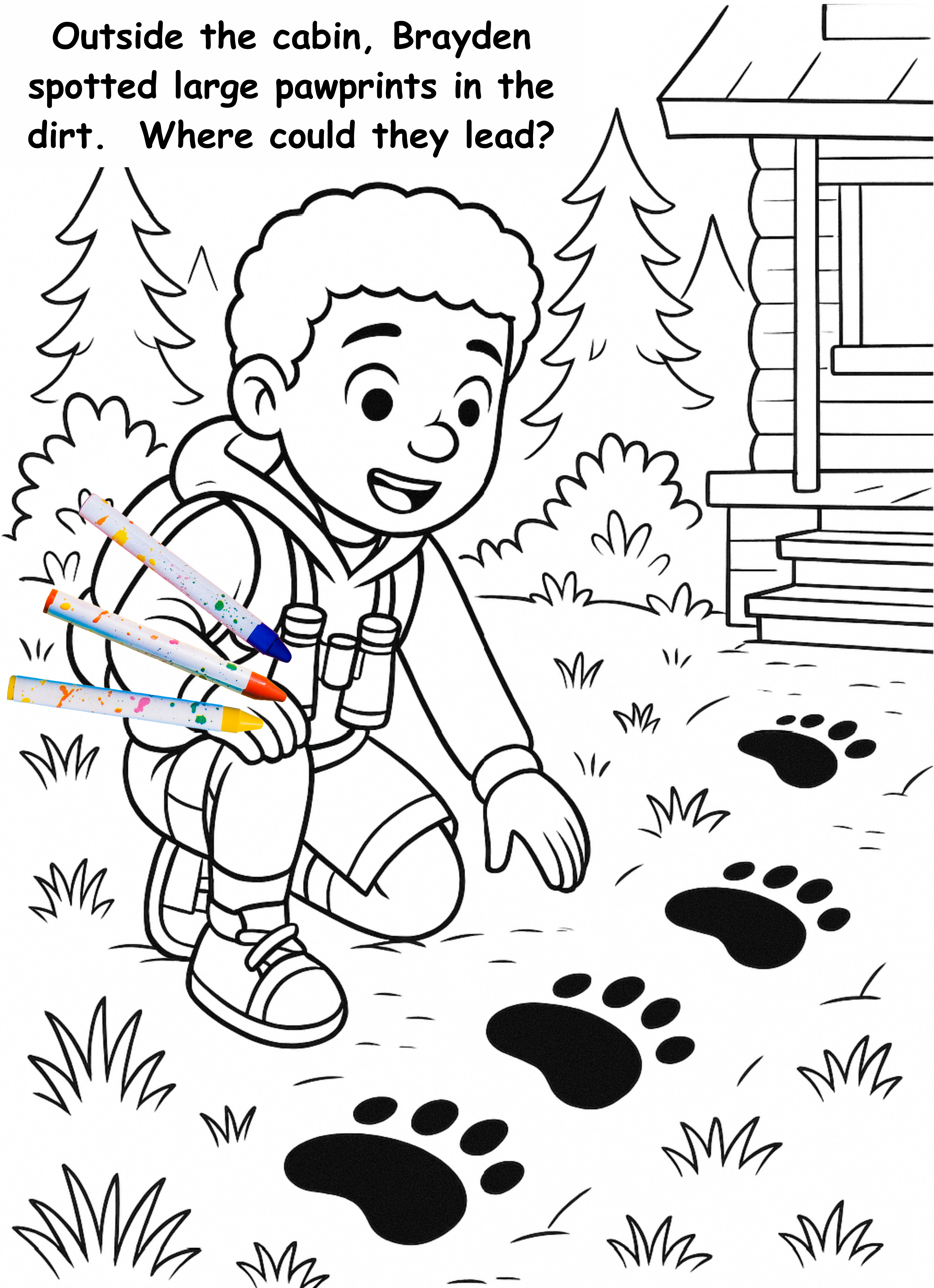 Brayden and the Bear – Kids Coloring Story Book (Printable PDF)