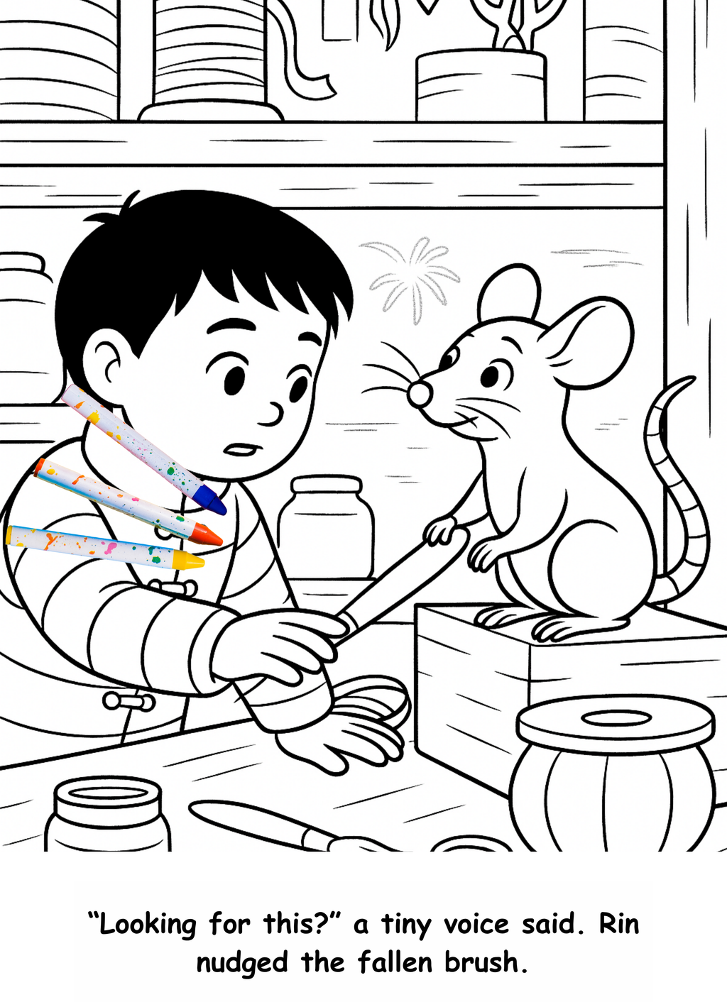 Rui and the Rat – Kids Coloring Story Book (Printable PDF)