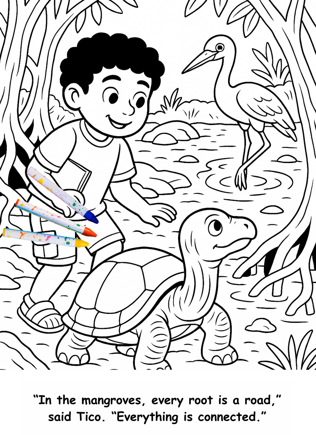 Tiago and the Tortoise – Kids Coloring Story Book (Printable PDF)