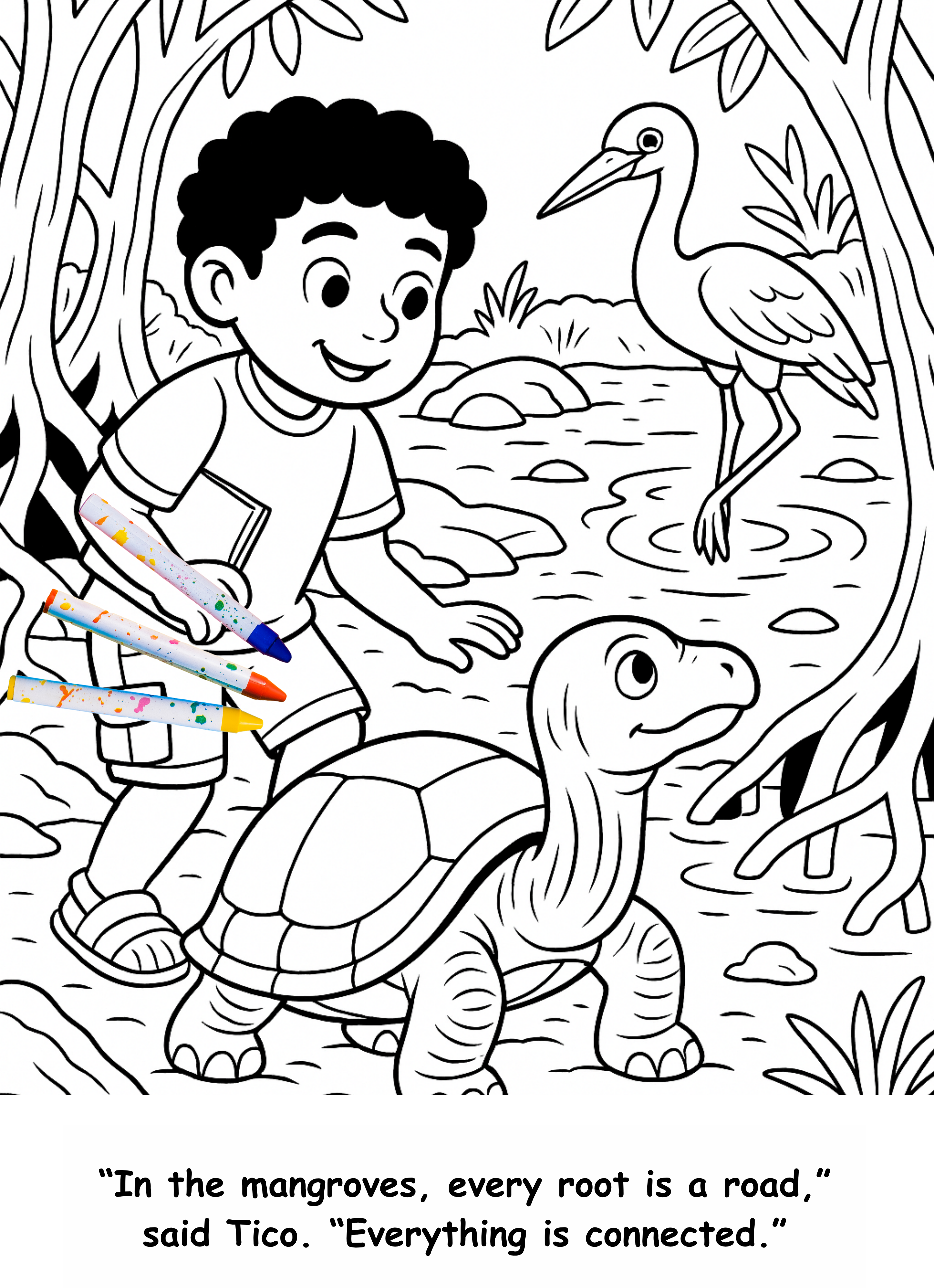 Tiago and the Tortoise – Kids Coloring Story Book (Printable PDF)