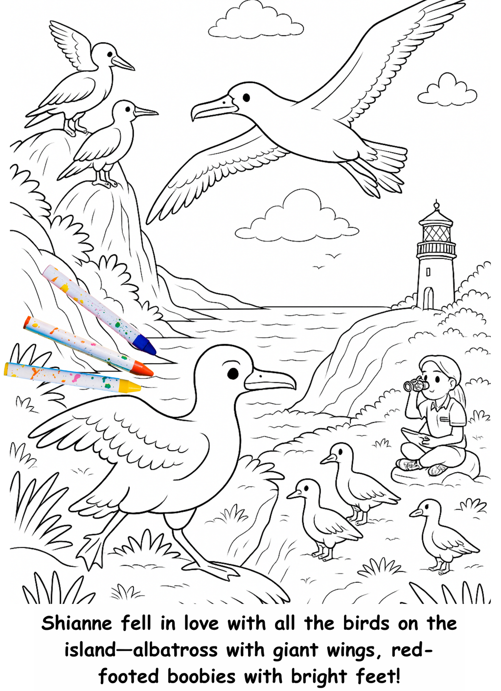 Shianne and the Shearwater – Kids Coloring Story Book (Printable PDF)