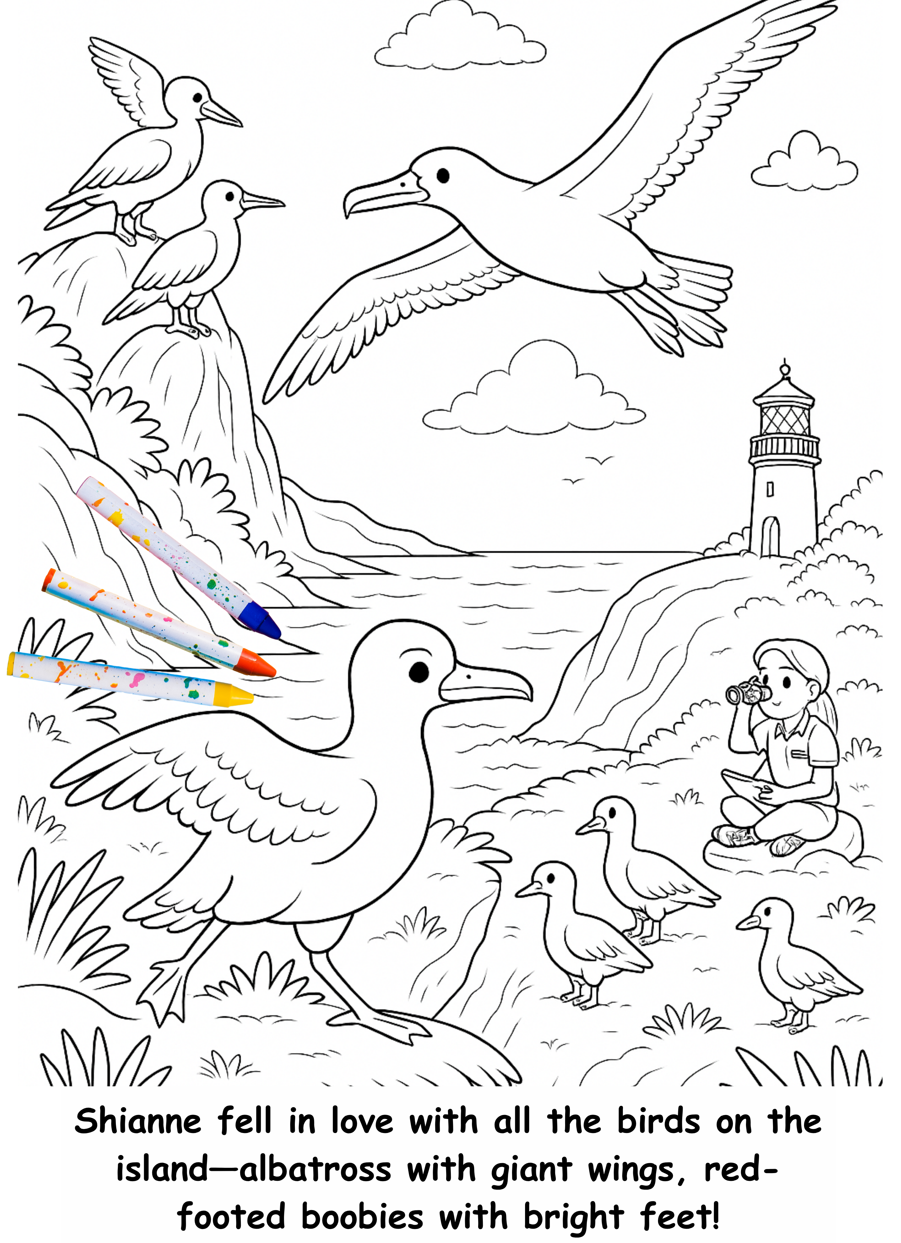 Shianne and the Shearwater – Kids Coloring Story Book (Printable PDF)