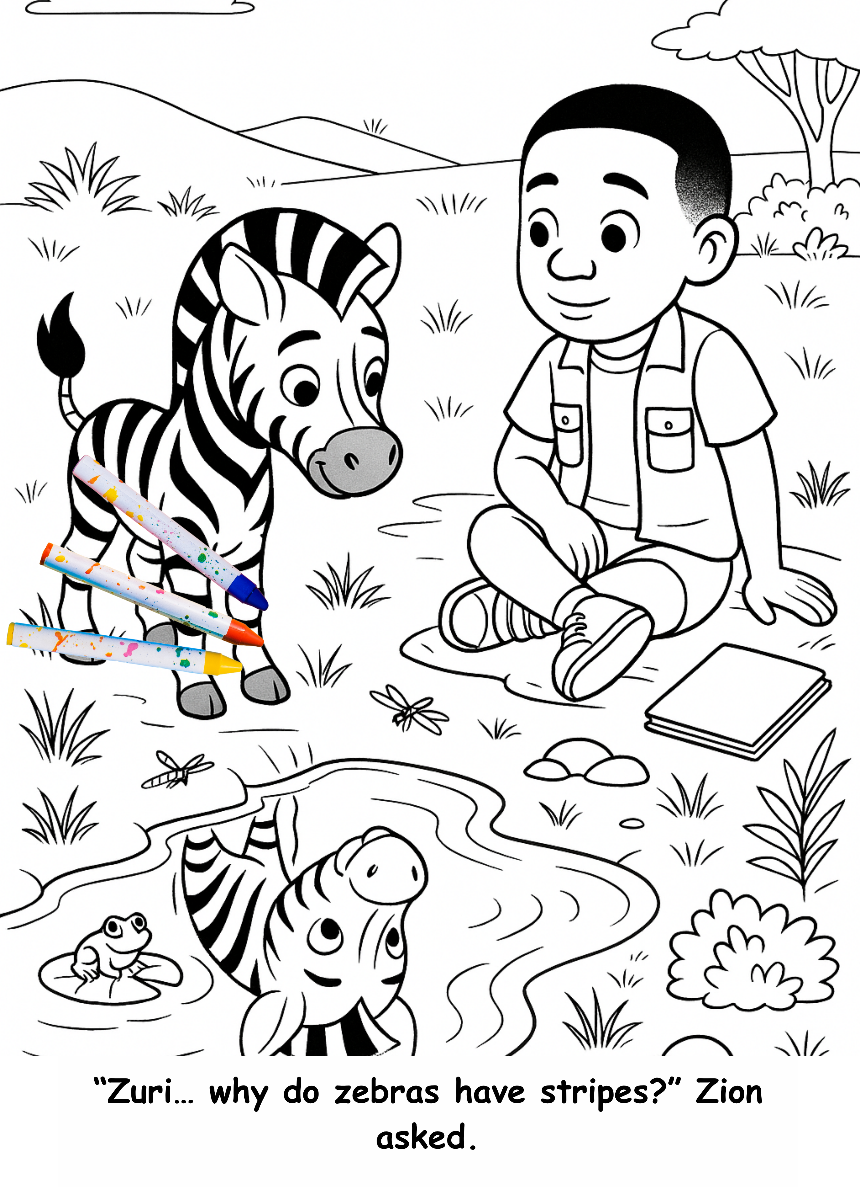 Zion and the Zebra – Kids Coloring Story Book (Printable PDF)