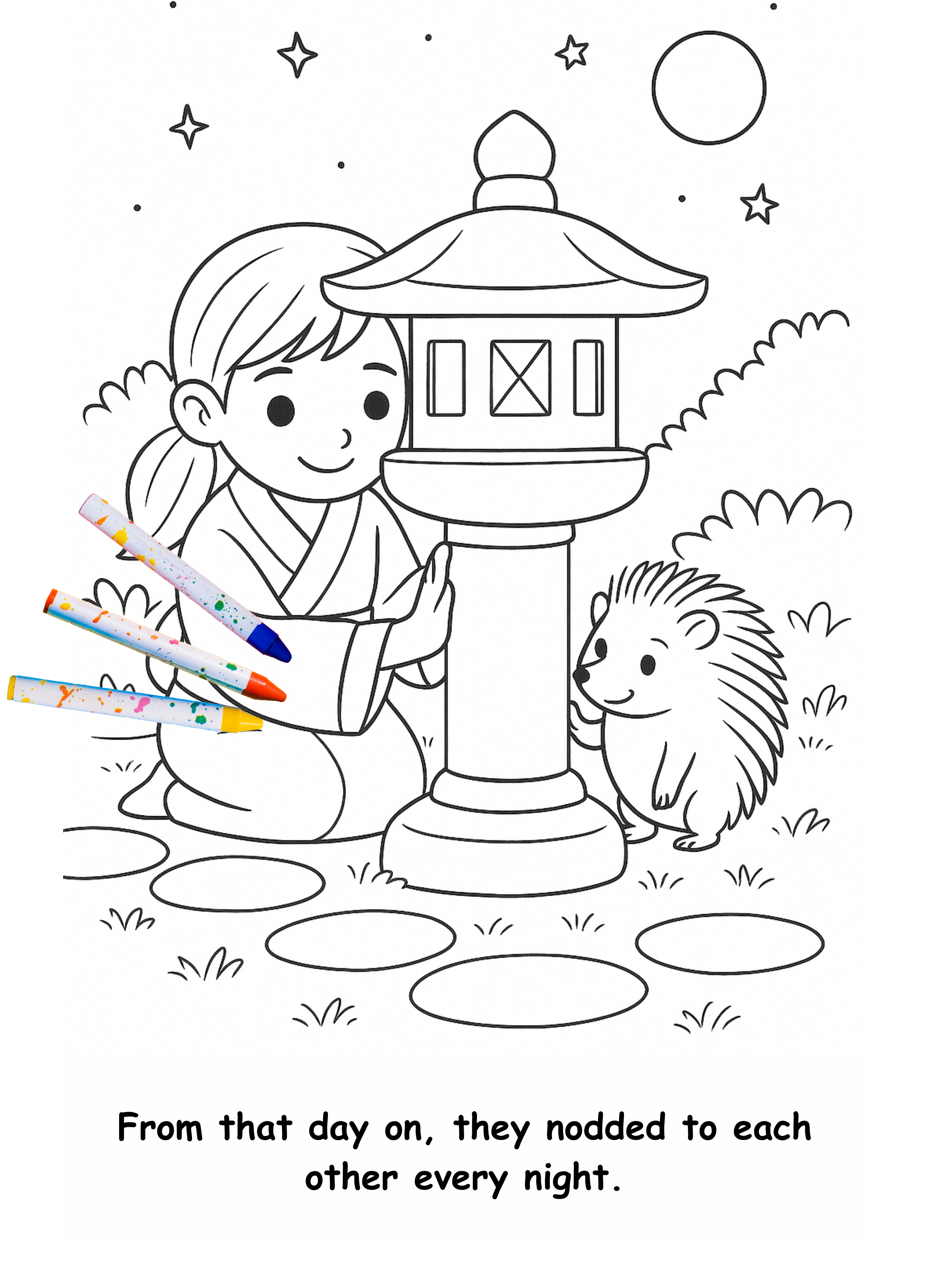 Haruka and the Hedgehog – Kids Coloring Story Book (Printable PDF)