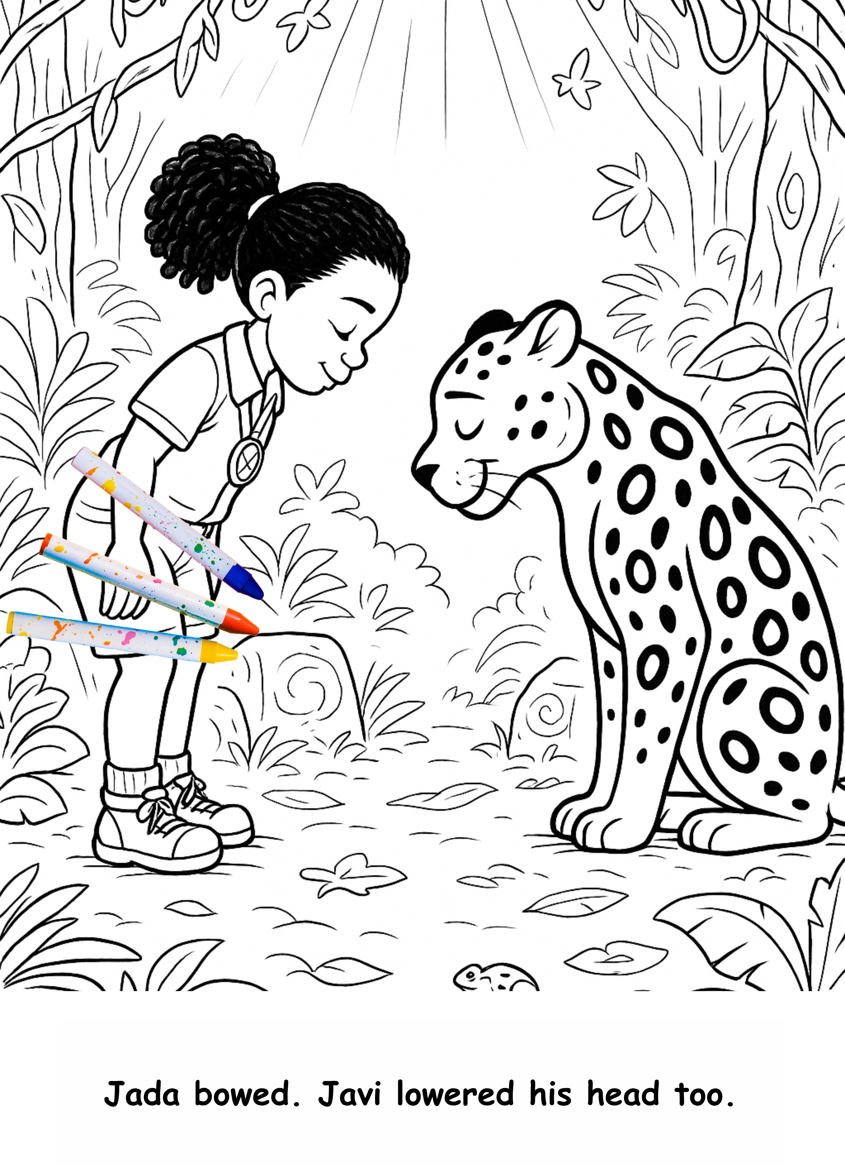 Jada and the Jaguar – Kids Coloring Story Book (Printable PDF)