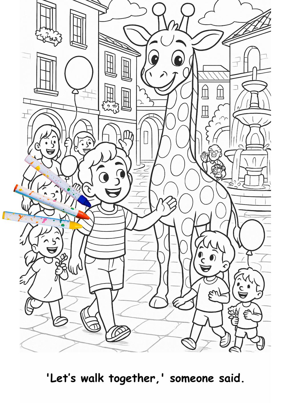 Giovanni and the Giraffe – Kids Coloring Story Book (Printable PDF)