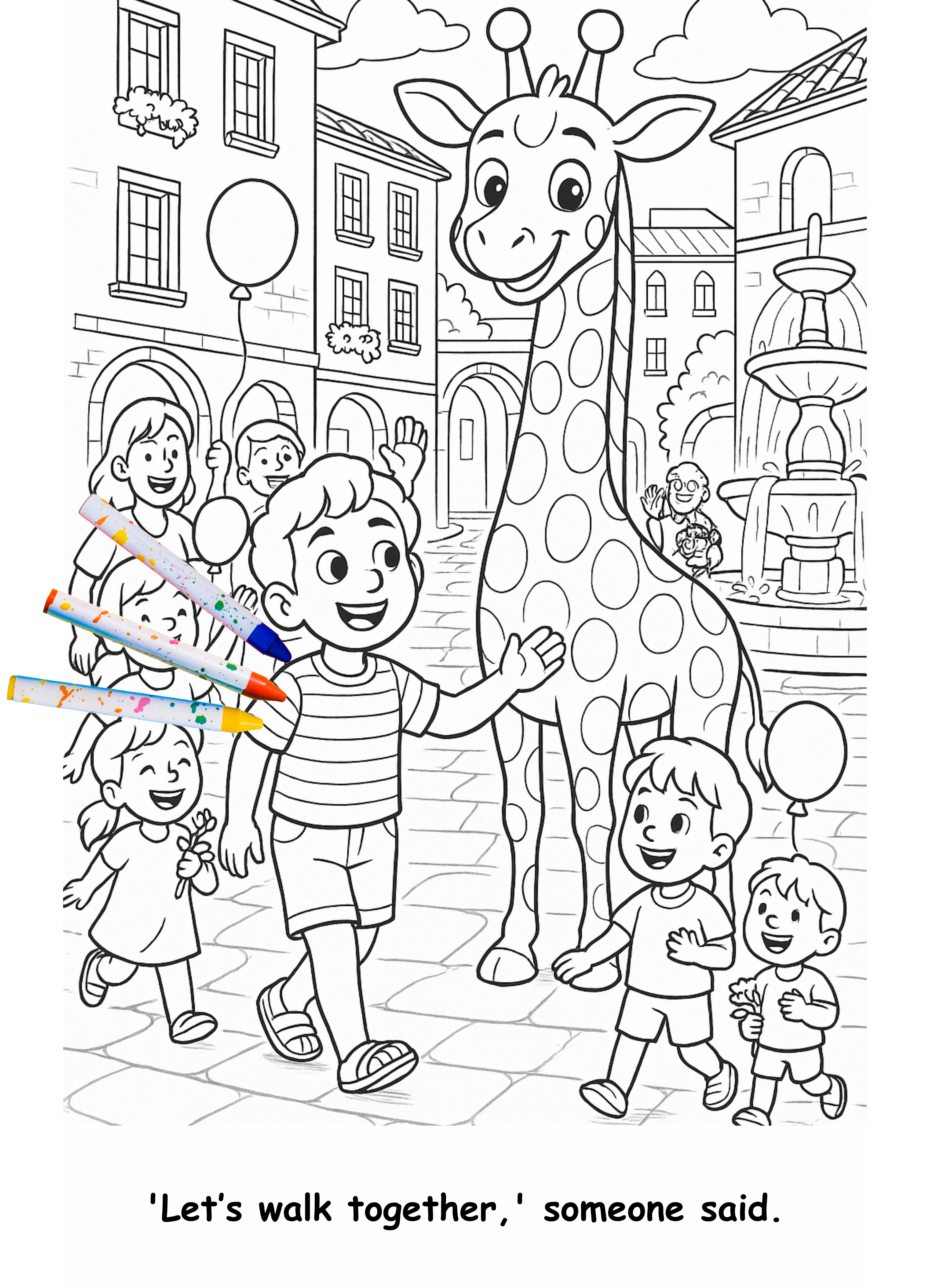 Giovanni and the Giraffe – Kids Coloring Story Book (Printable PDF)