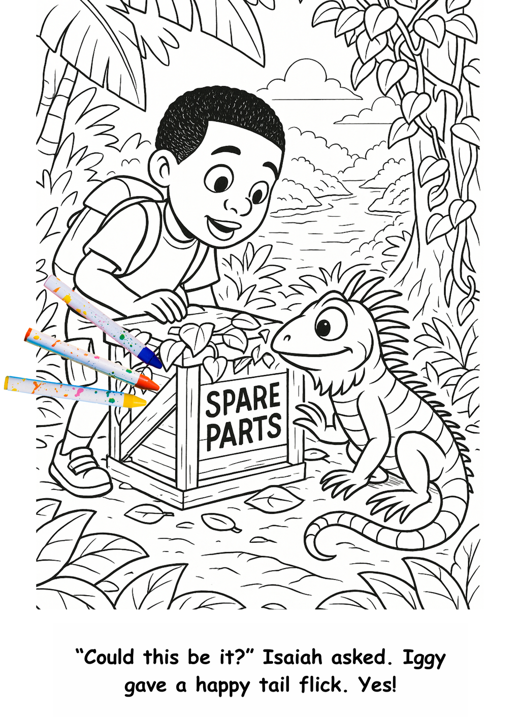 Isaiah and the Iguana – Kids Coloring Story Book (Printable PDF)