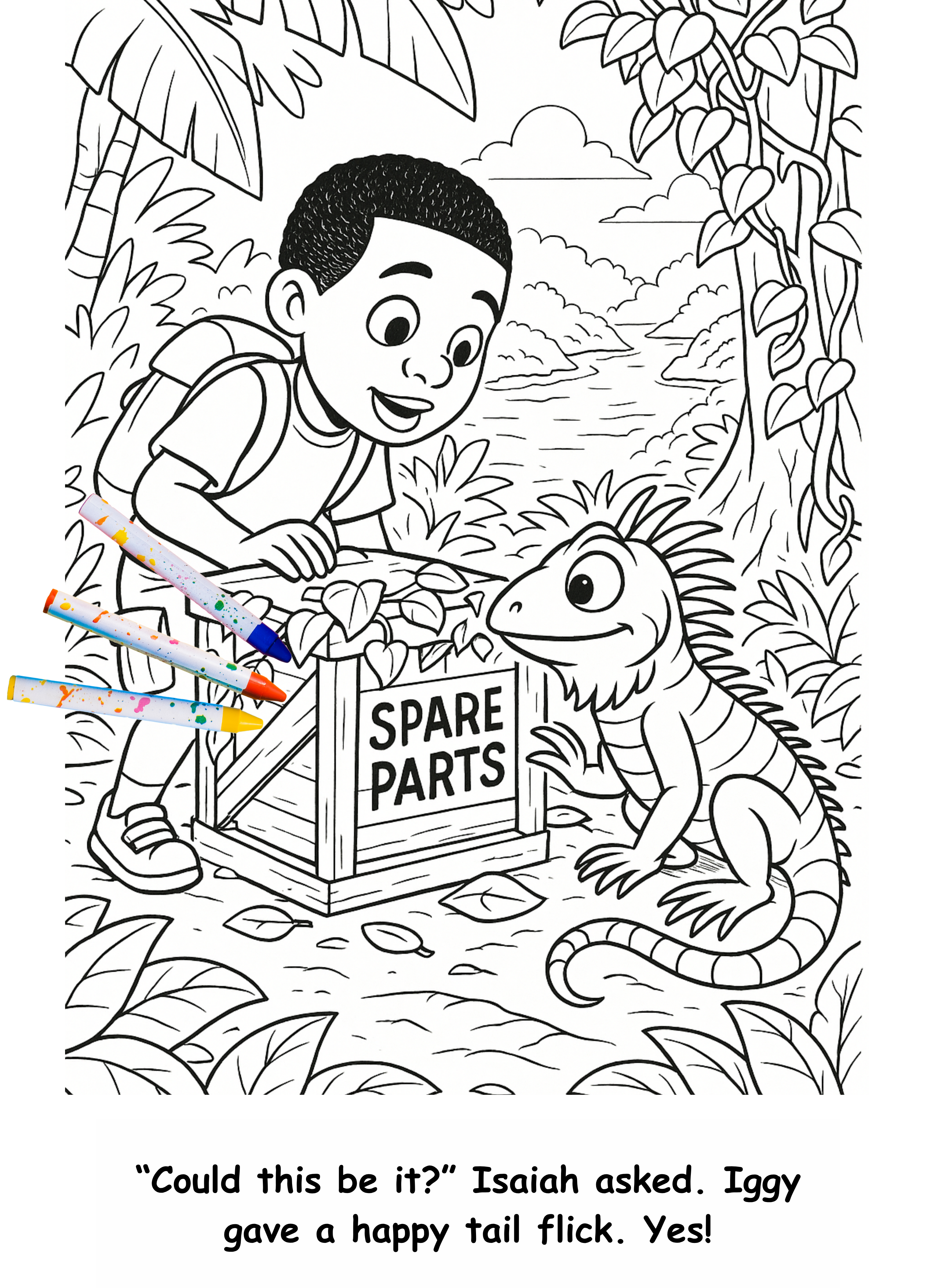 Isaiah and the Iguana – Kids Coloring Story Book (Printable PDF)