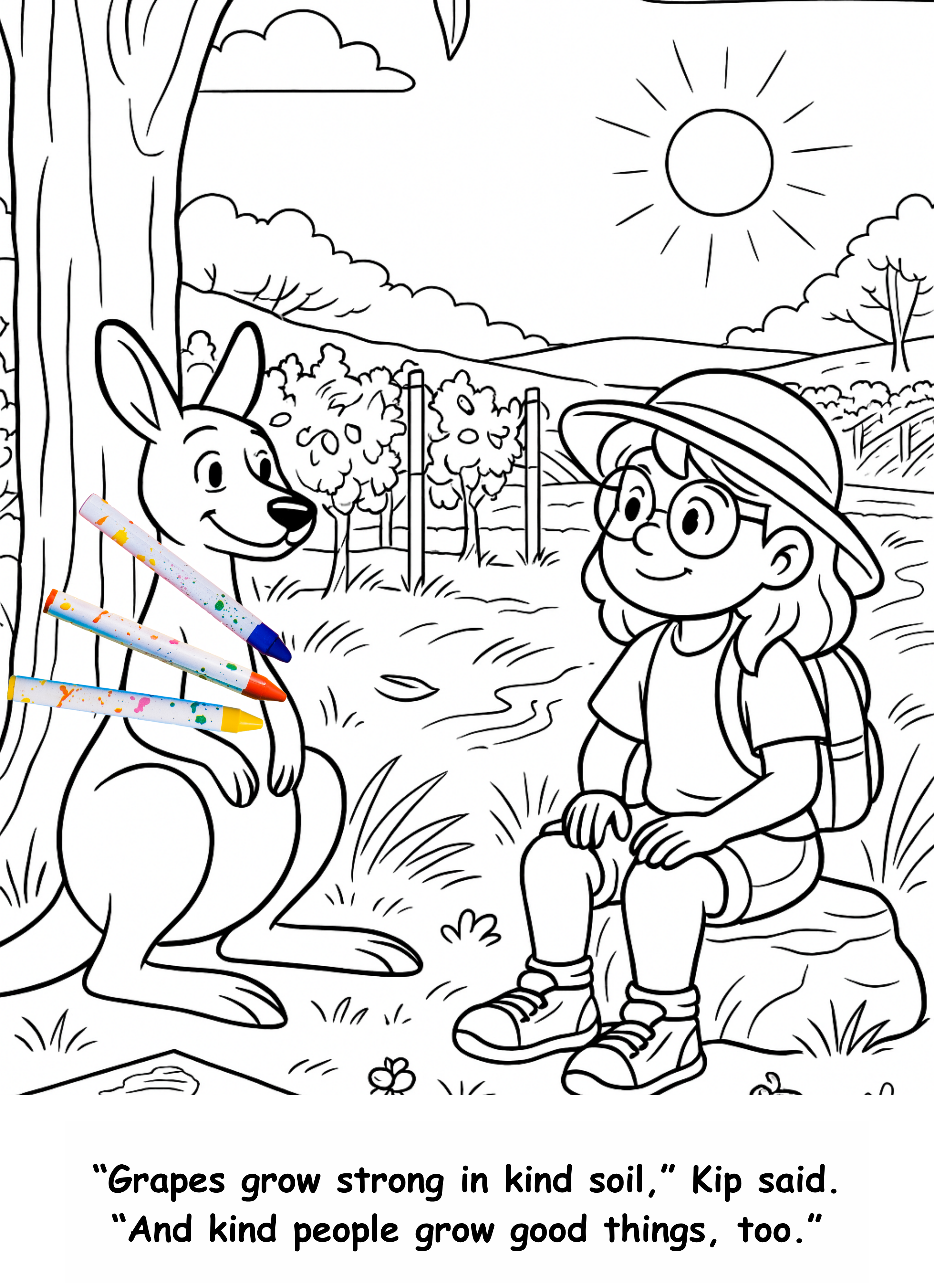 Kelsie and the Kangaroo – Kids Coloring Story Book (Printable PDF)
