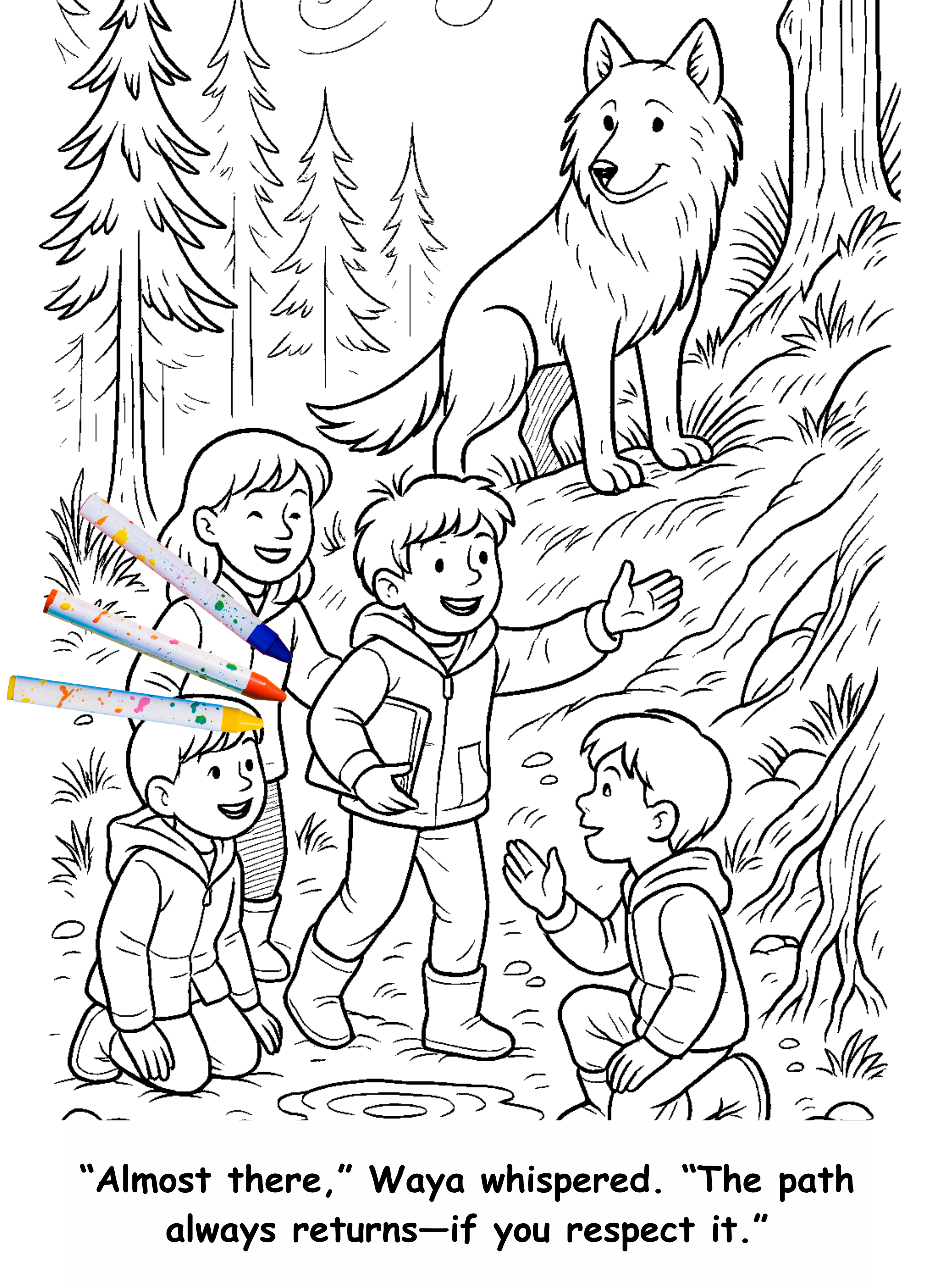 Wyatt and the Wolf – Kids Coloring Story Book (Printable PDF)