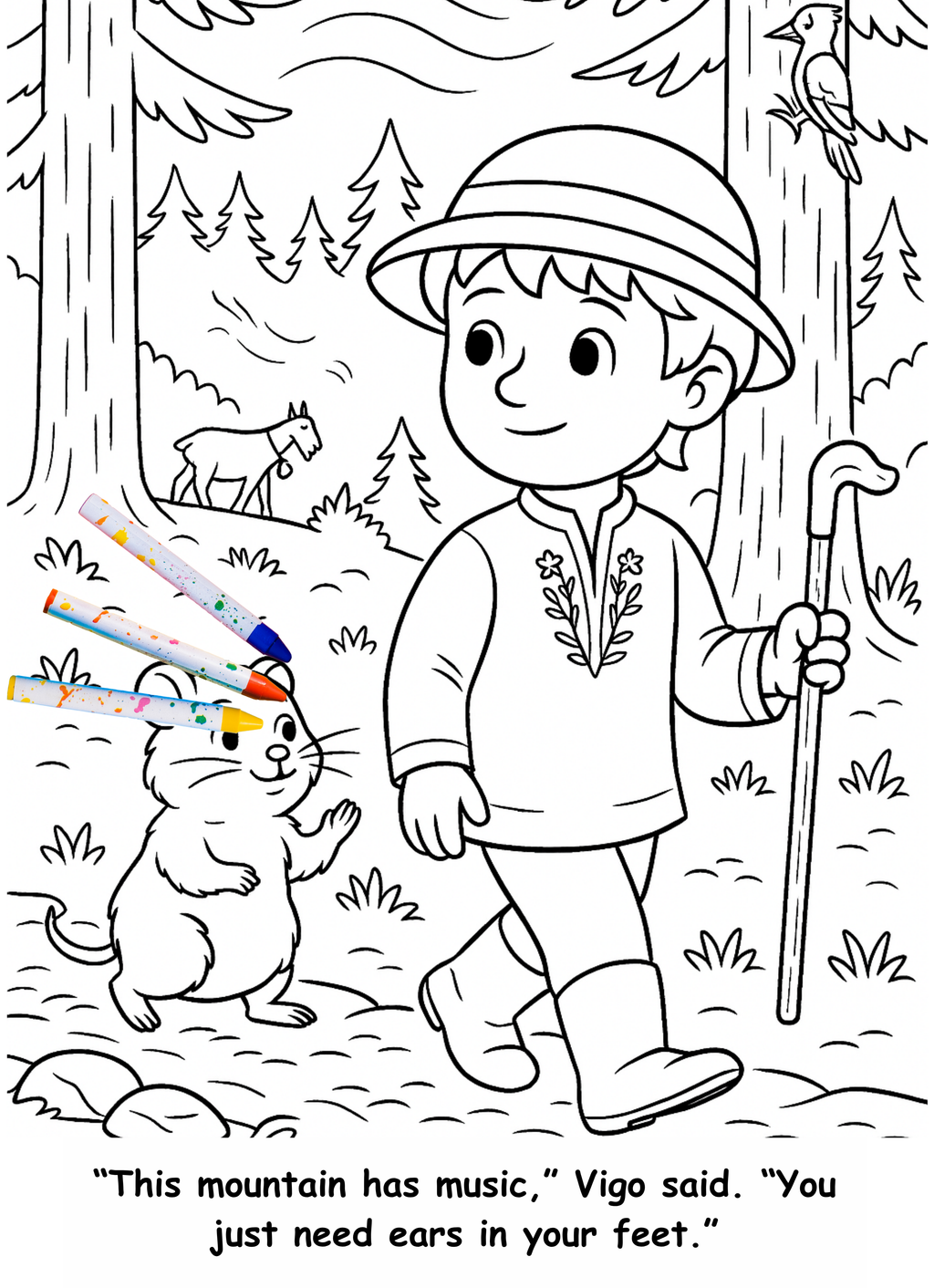 Viktor and the Vole – Kids Coloring Story Book (Printable PDF)