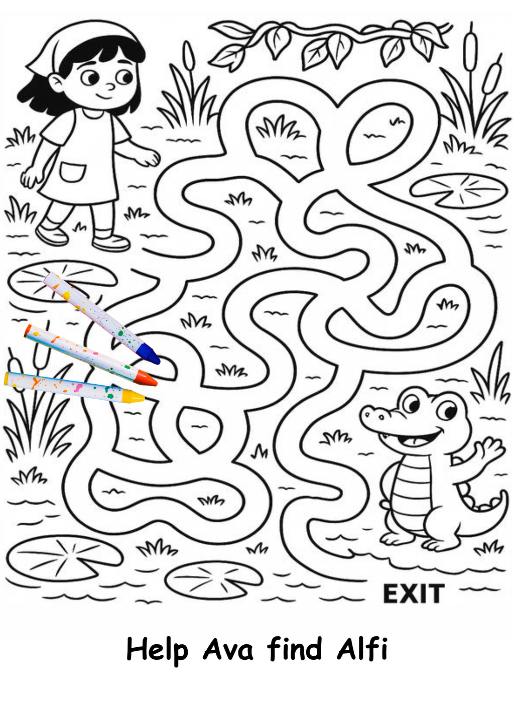Ava and the Alligator – Kids Coloring Story Book (Printable PDF)