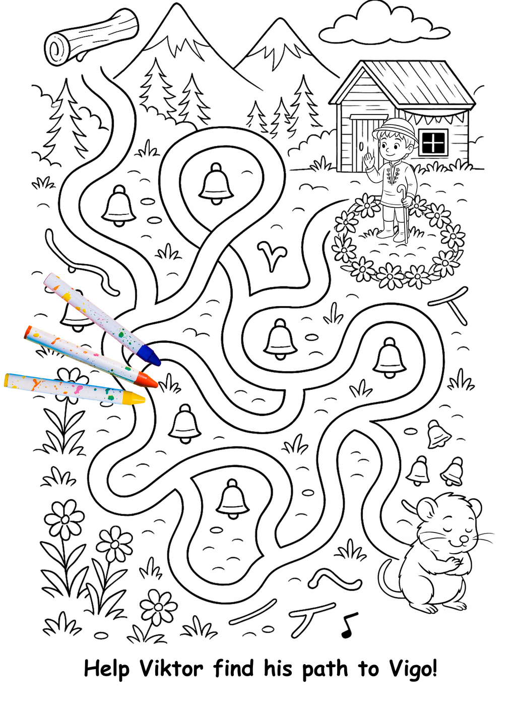 Viktor and the Vole – Kids Coloring Story Book (Printable PDF)