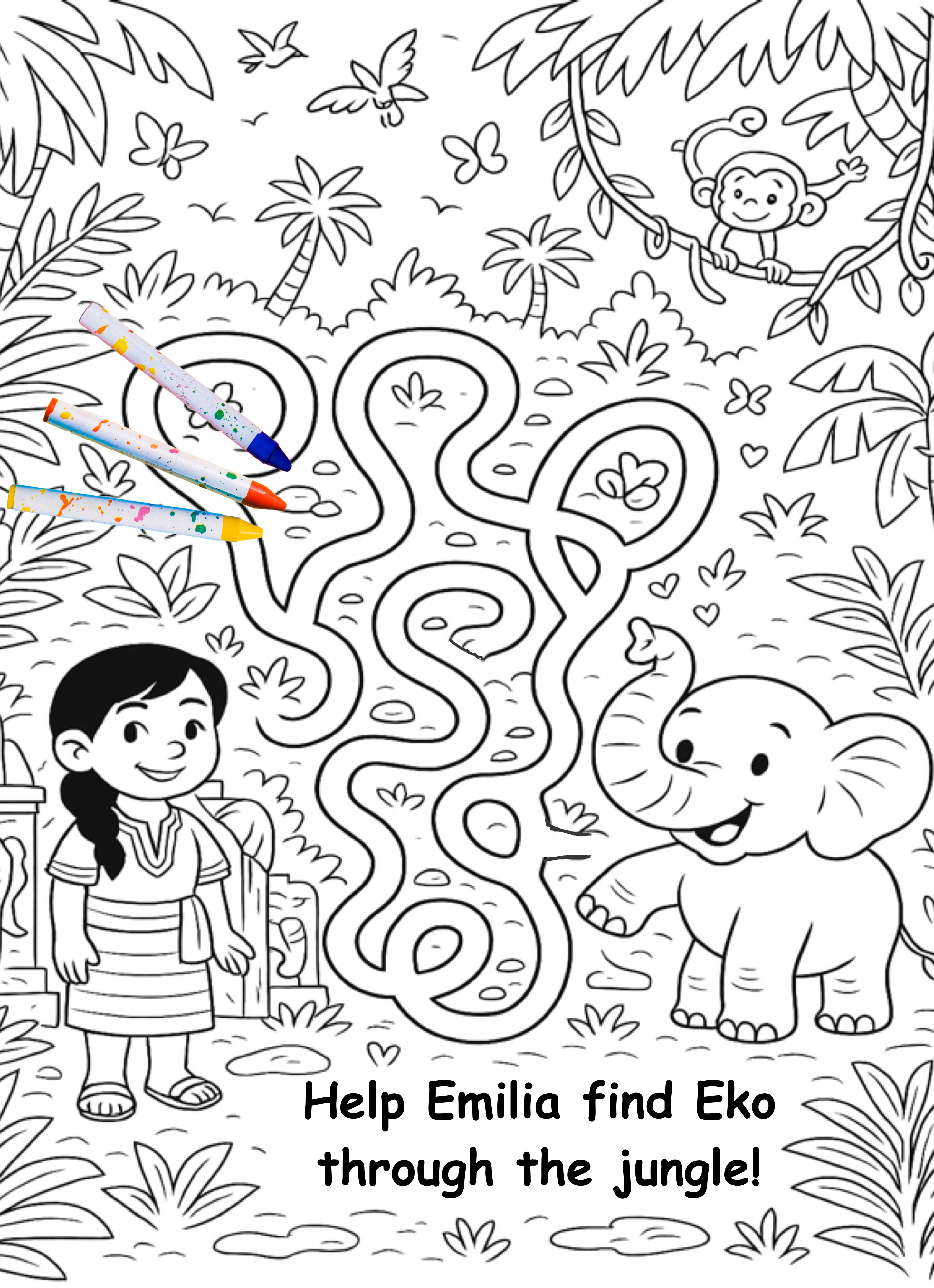 Emilia and the Elephant – Kids Coloring Story Book (Printable PDF)