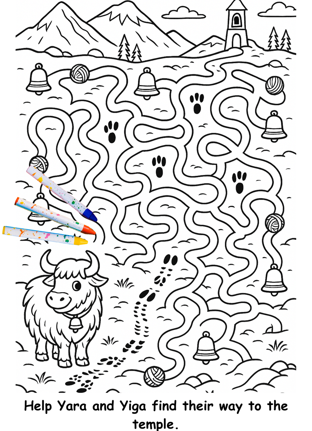 Yara and the Yak – Kids Coloring Story Book (Printable PDF)